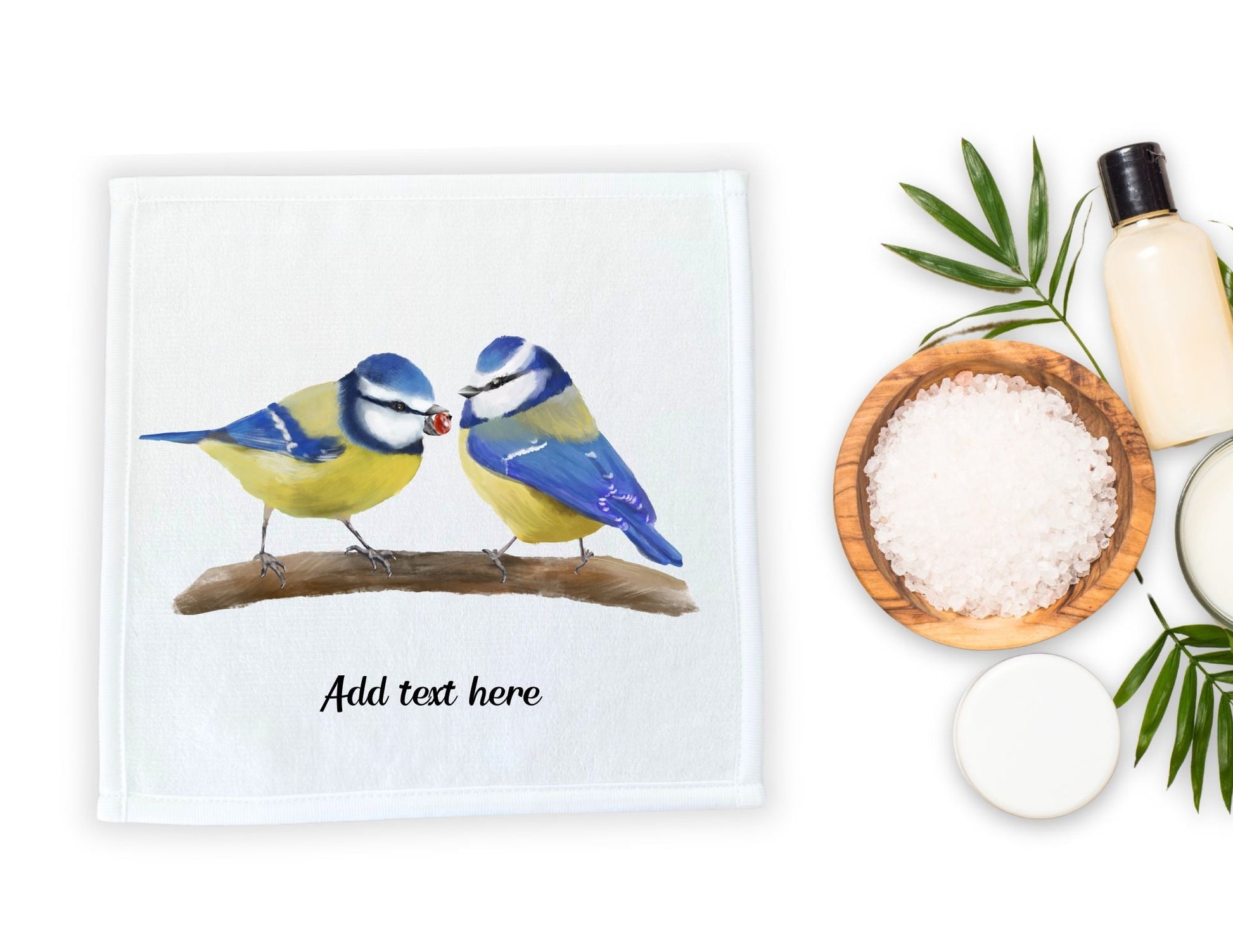 Blue Birds Washcloth - MerikaArt