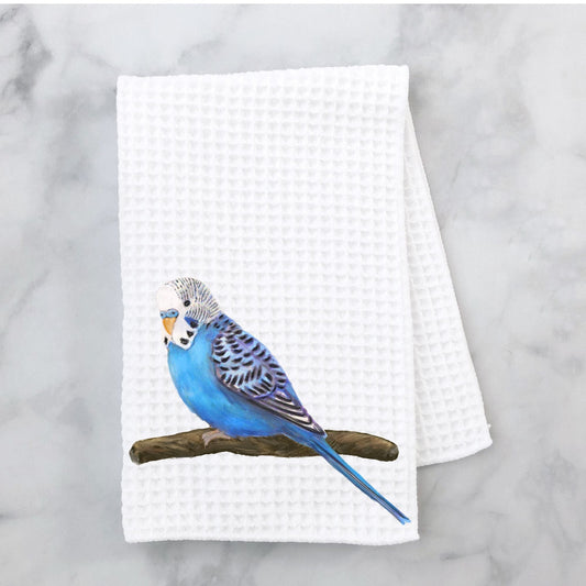 Blue Budgie Kitchen Towel - MerikaArt