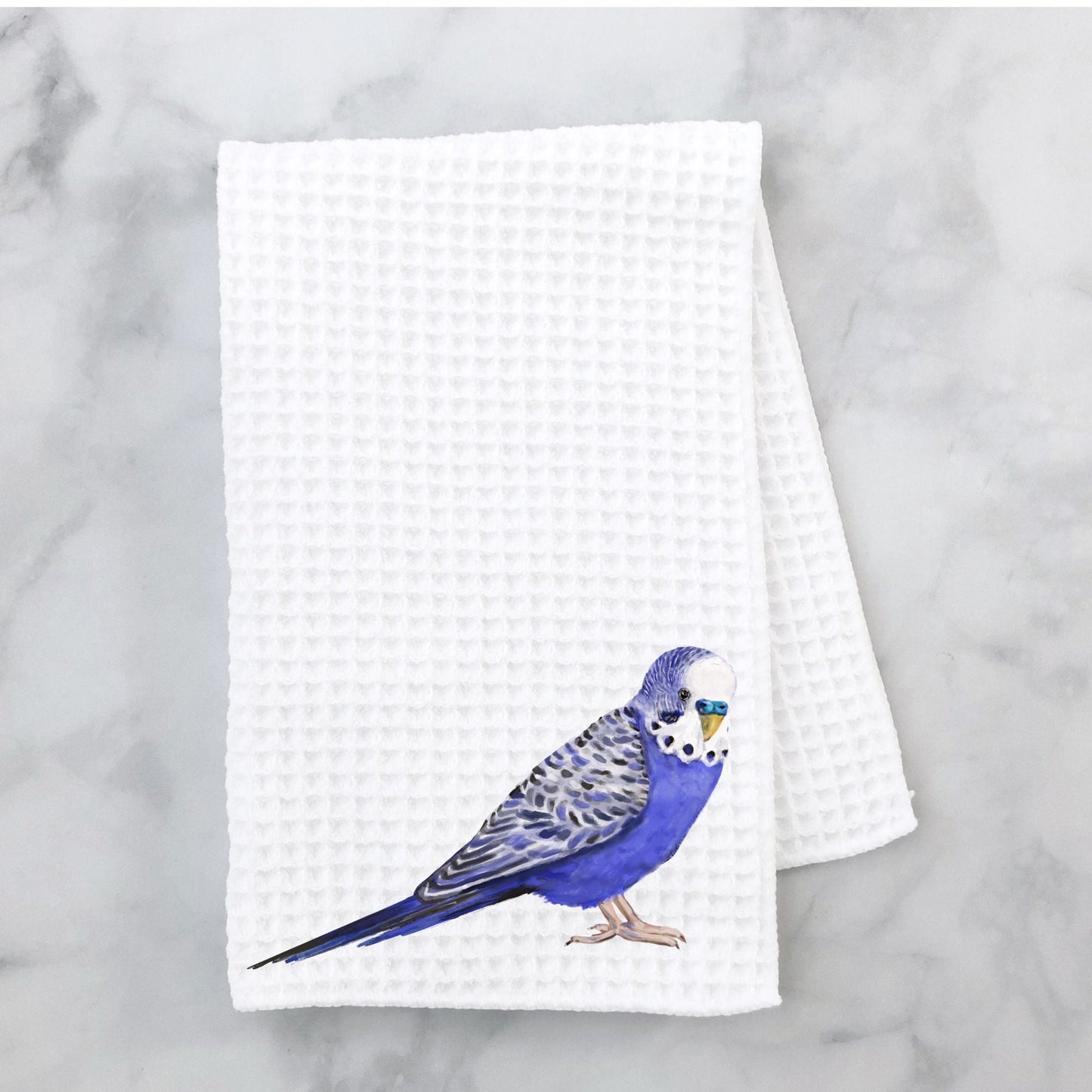 Blue Budgie Kitchen Towel - MerikaArt
