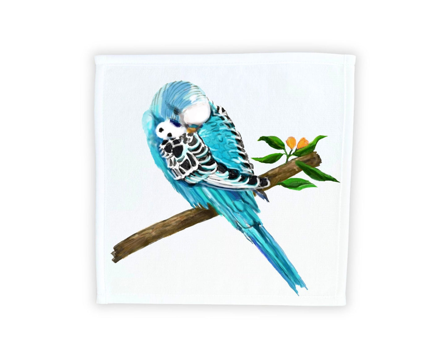Blue Budgie Washcloth - MerikaArt