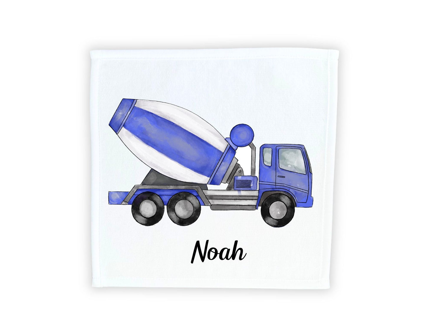 Blue Cement Mixer Washcloth - MerikaArt