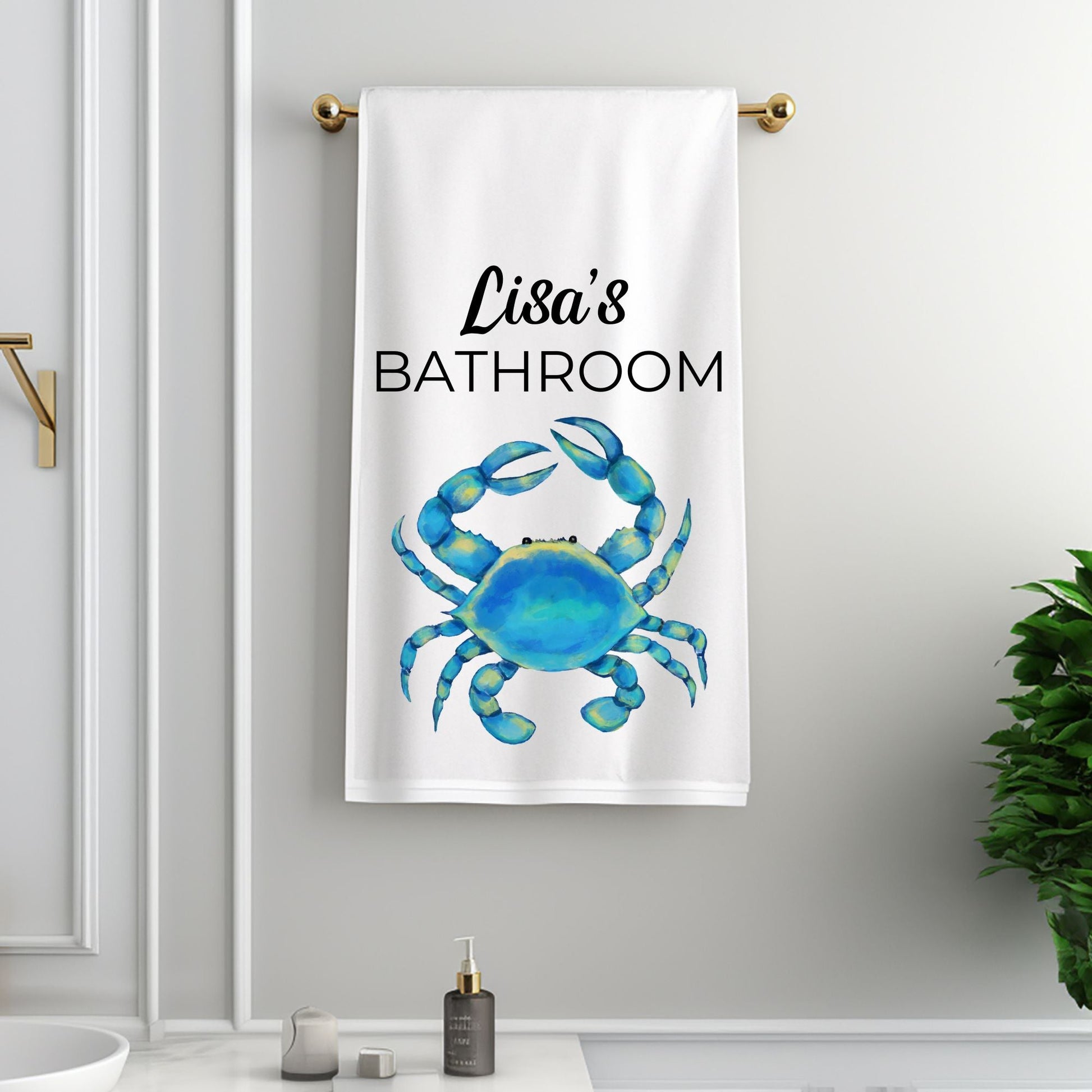 Blue Crab Bathroom Towel - MerikaArt