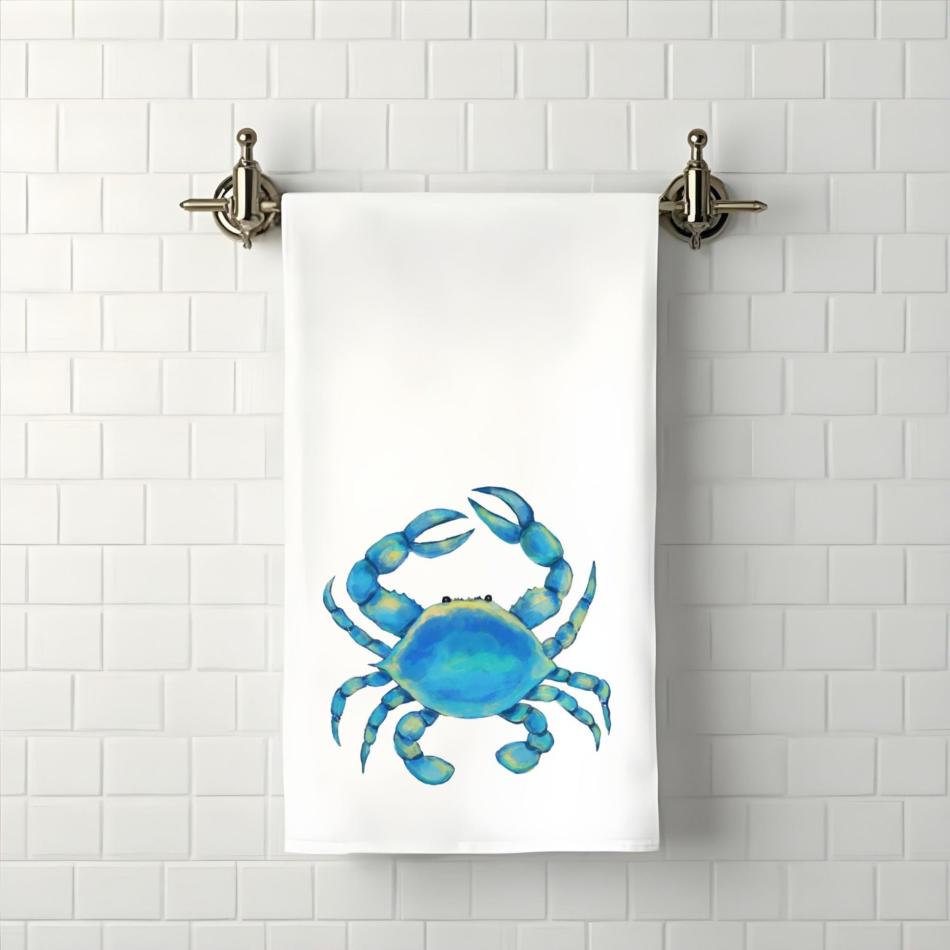 Blue Crab Bathroom Towel - MerikaArt