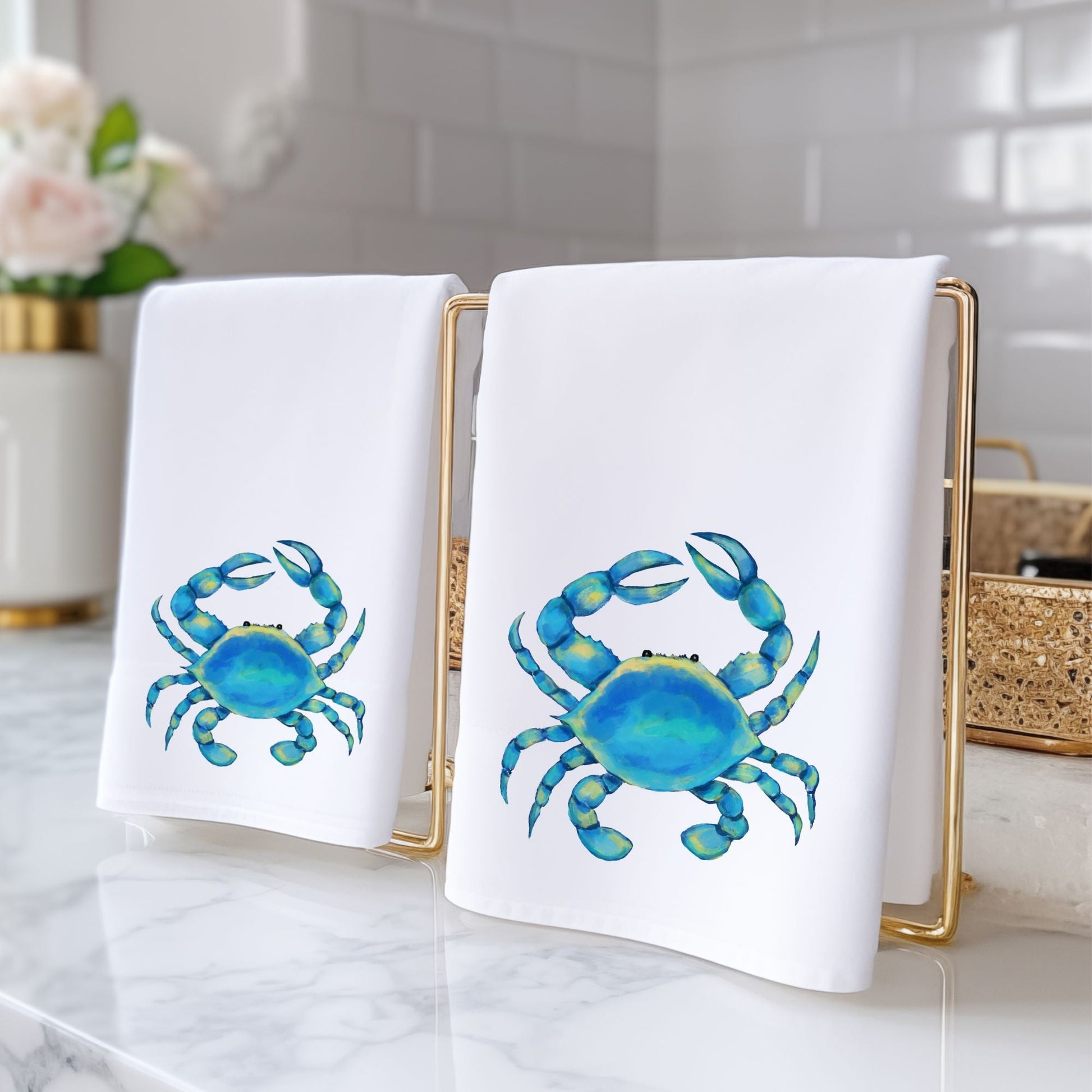 Blue Crab Bathroom Towel - MerikaArt