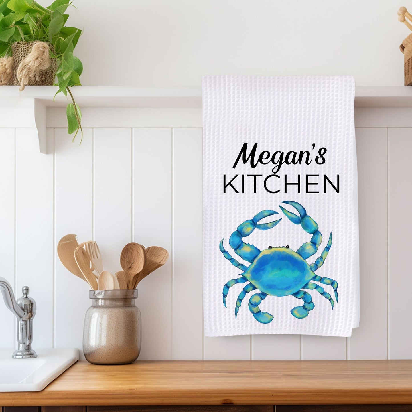 Blue Crab Kitchen Towel - MerikaArt
