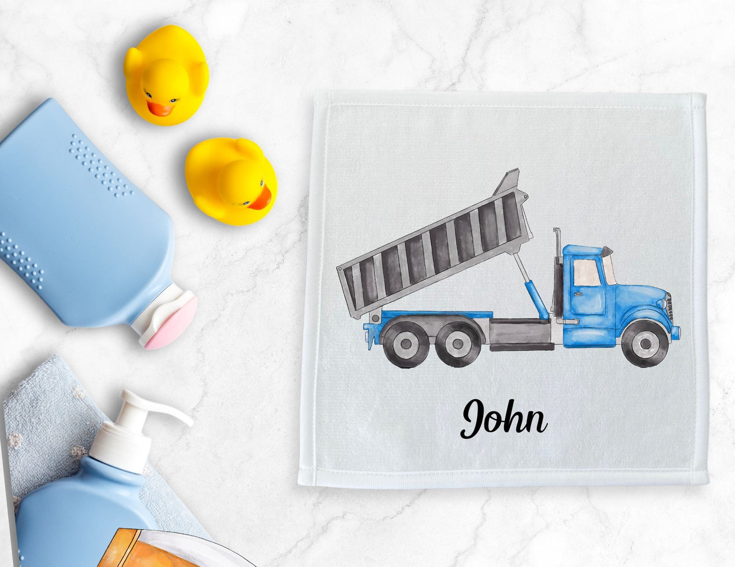 Blue Dump Truck Washcloth - MerikaArt