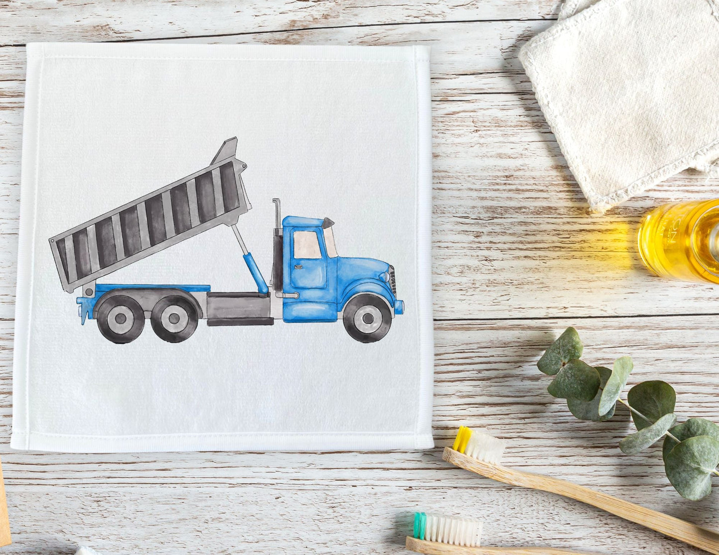 Blue Dump Truck Washcloth - MerikaArt