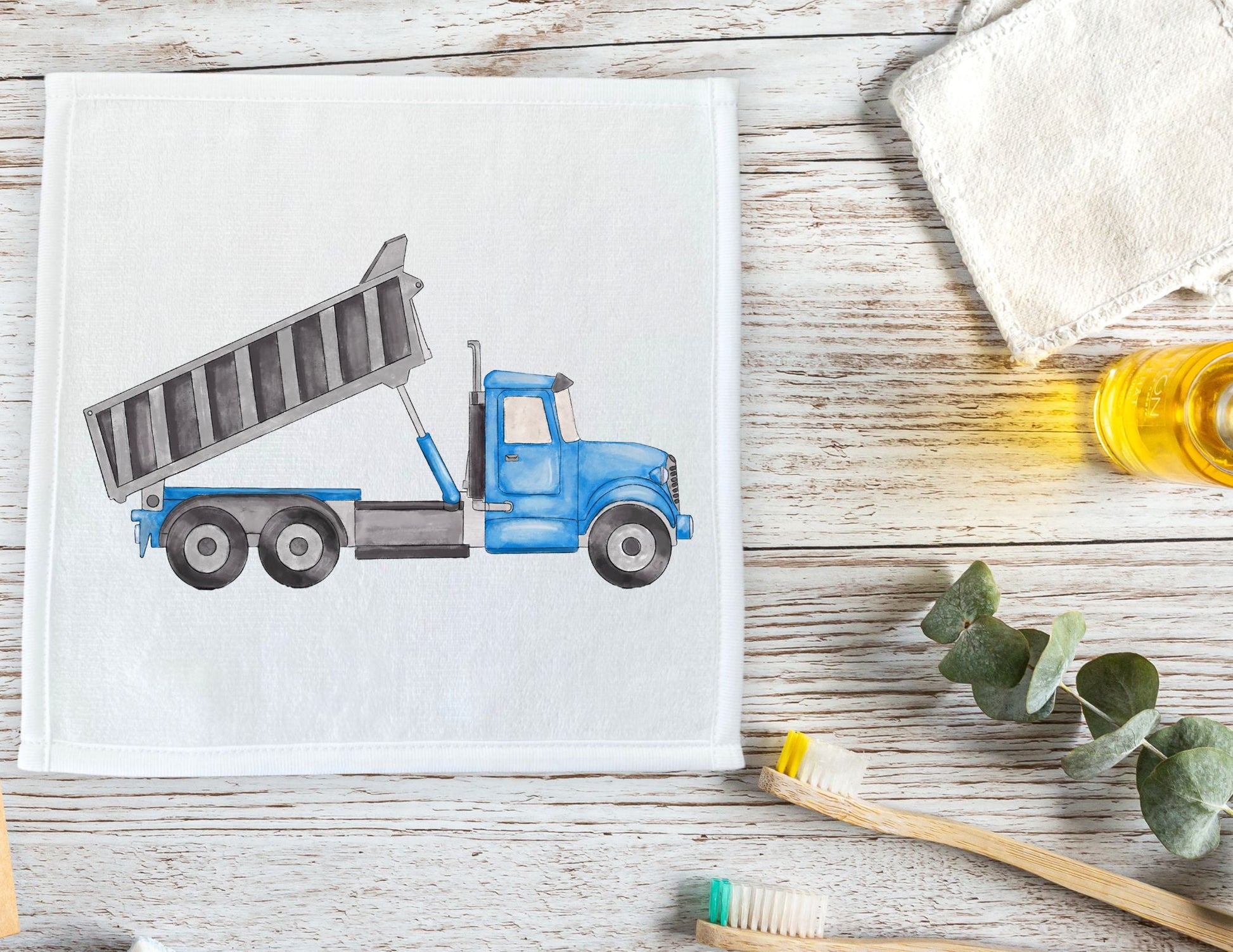 Blue Dump Truck Washcloth - MerikaArt