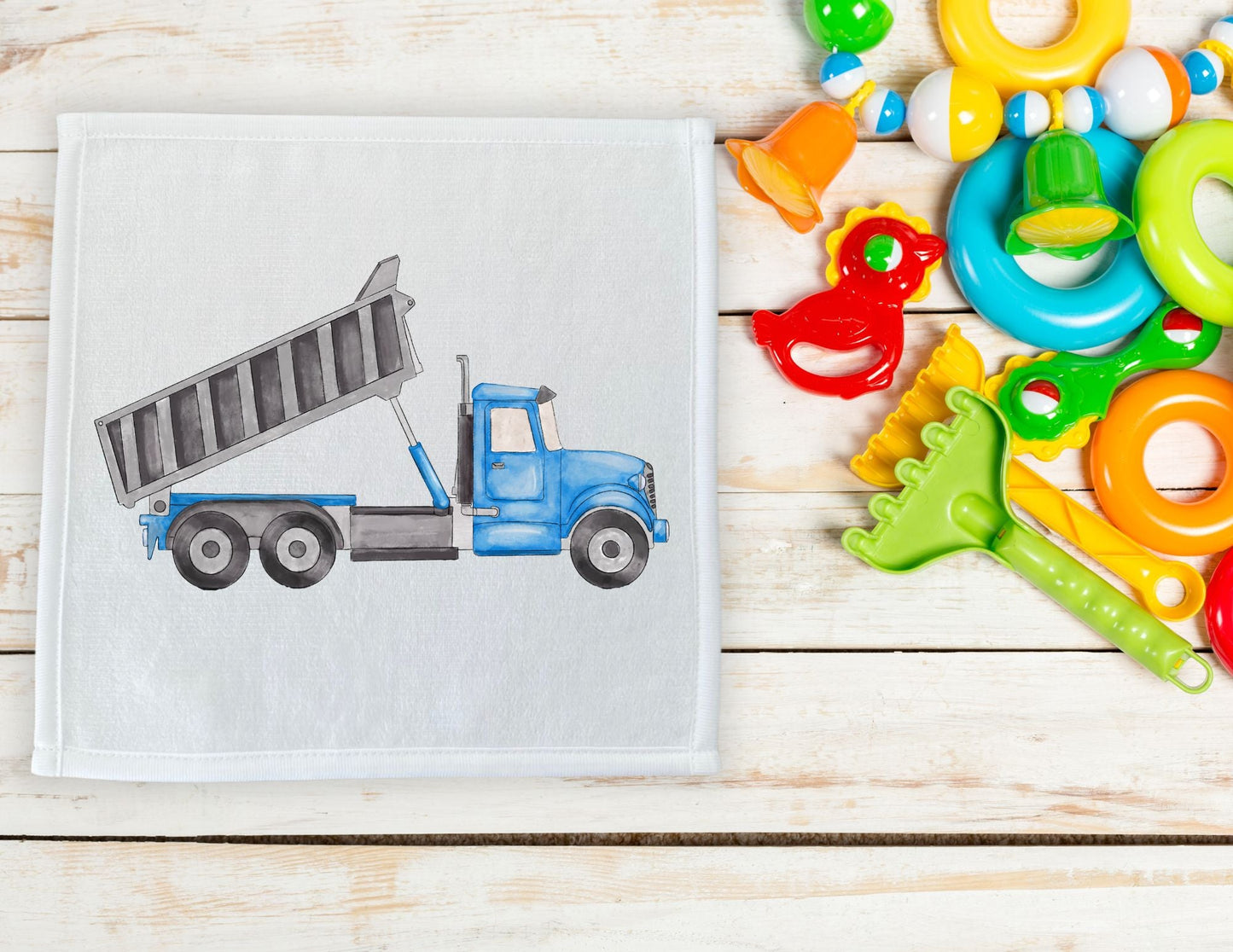 Blue Dump Truck Washcloth - MerikaArt