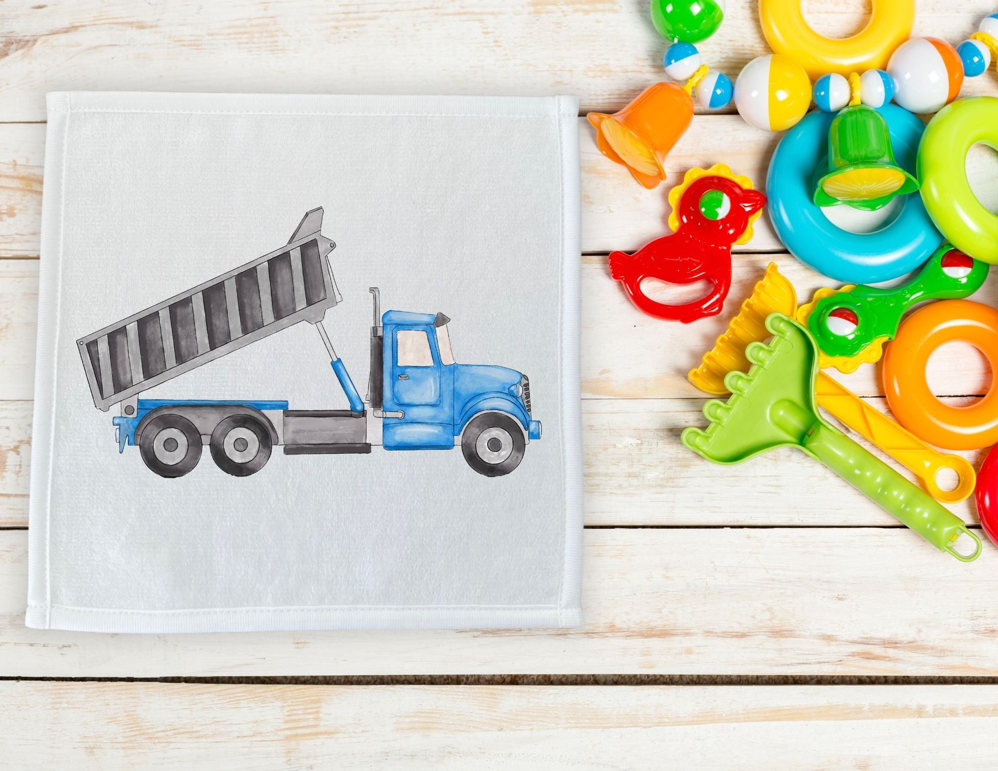 Blue Dump Truck Washcloth - MerikaArt