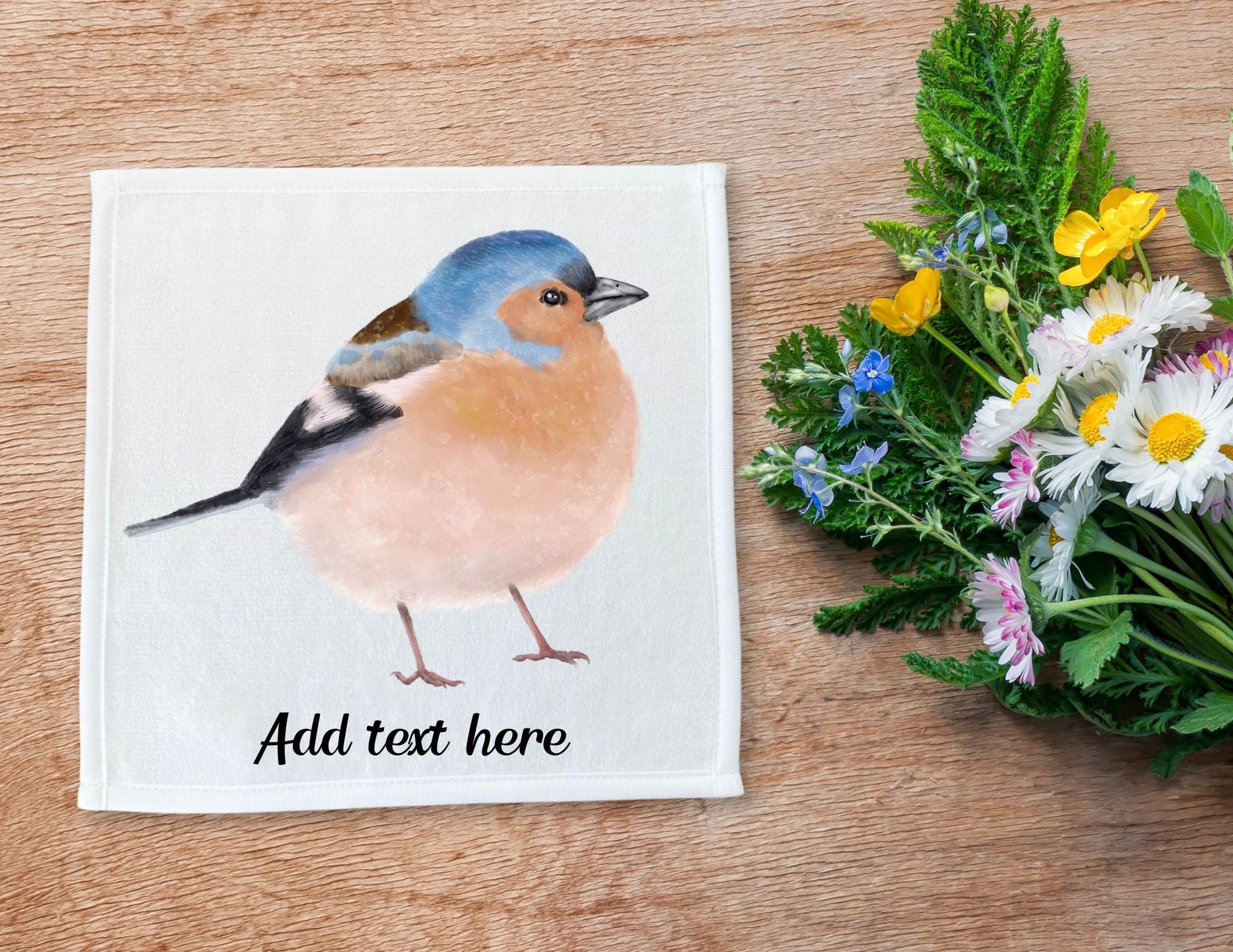 Blue Finch Washcloth - MerikaArt