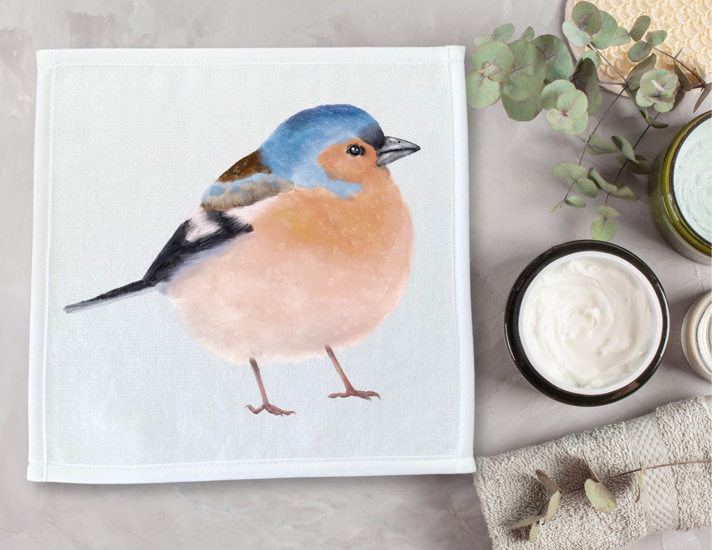 Blue Finch Washcloth - MerikaArt