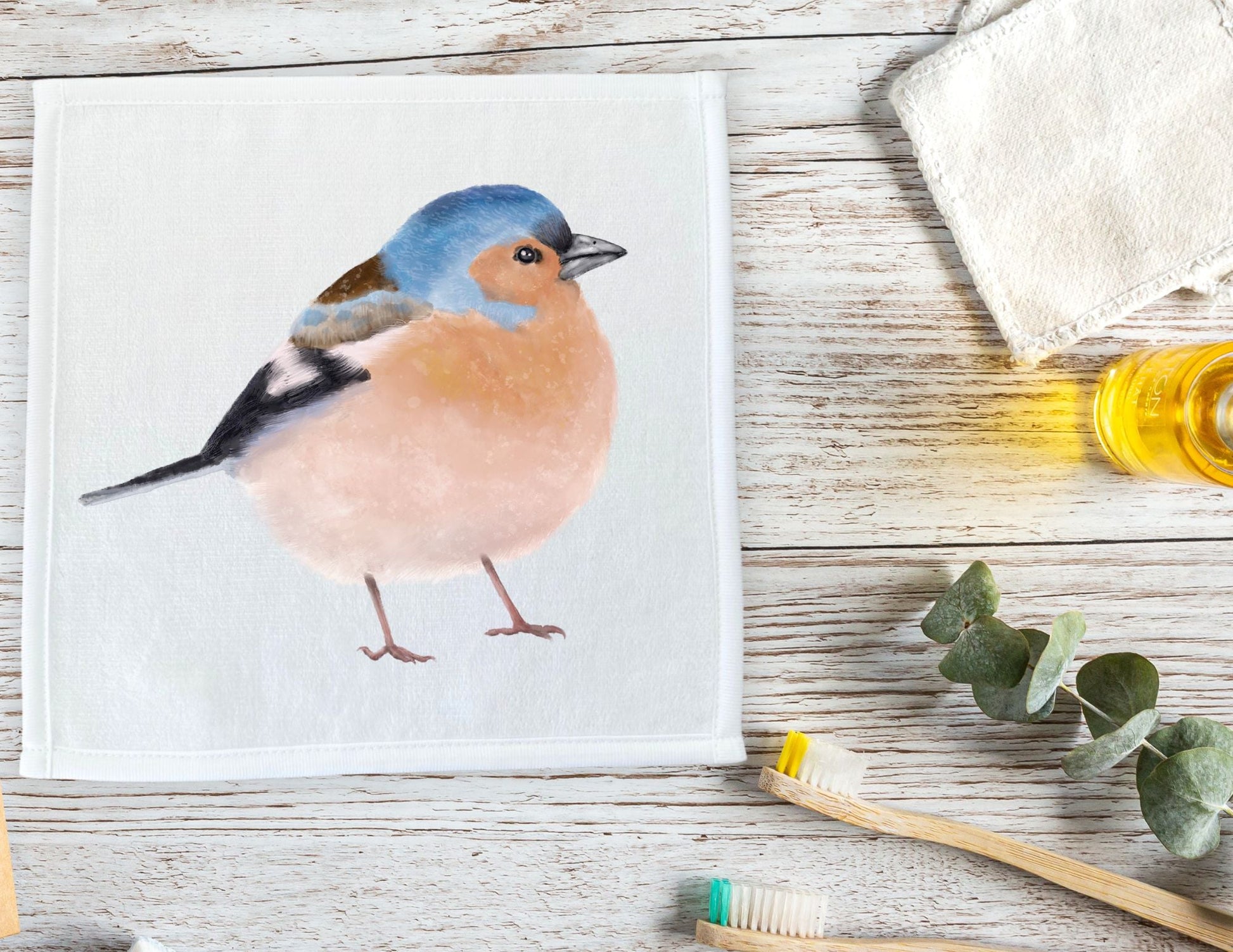 Blue Finch Washcloth - MerikaArt