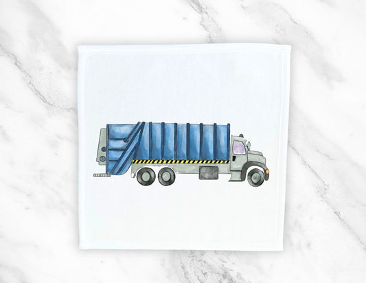Blue Garbage Truck Washcloth - MerikaArt
