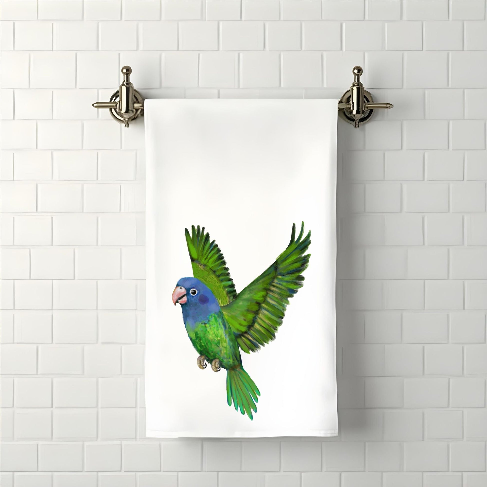 Blue - Headed Parrot Bird Bathroom Towel - MerikaArt