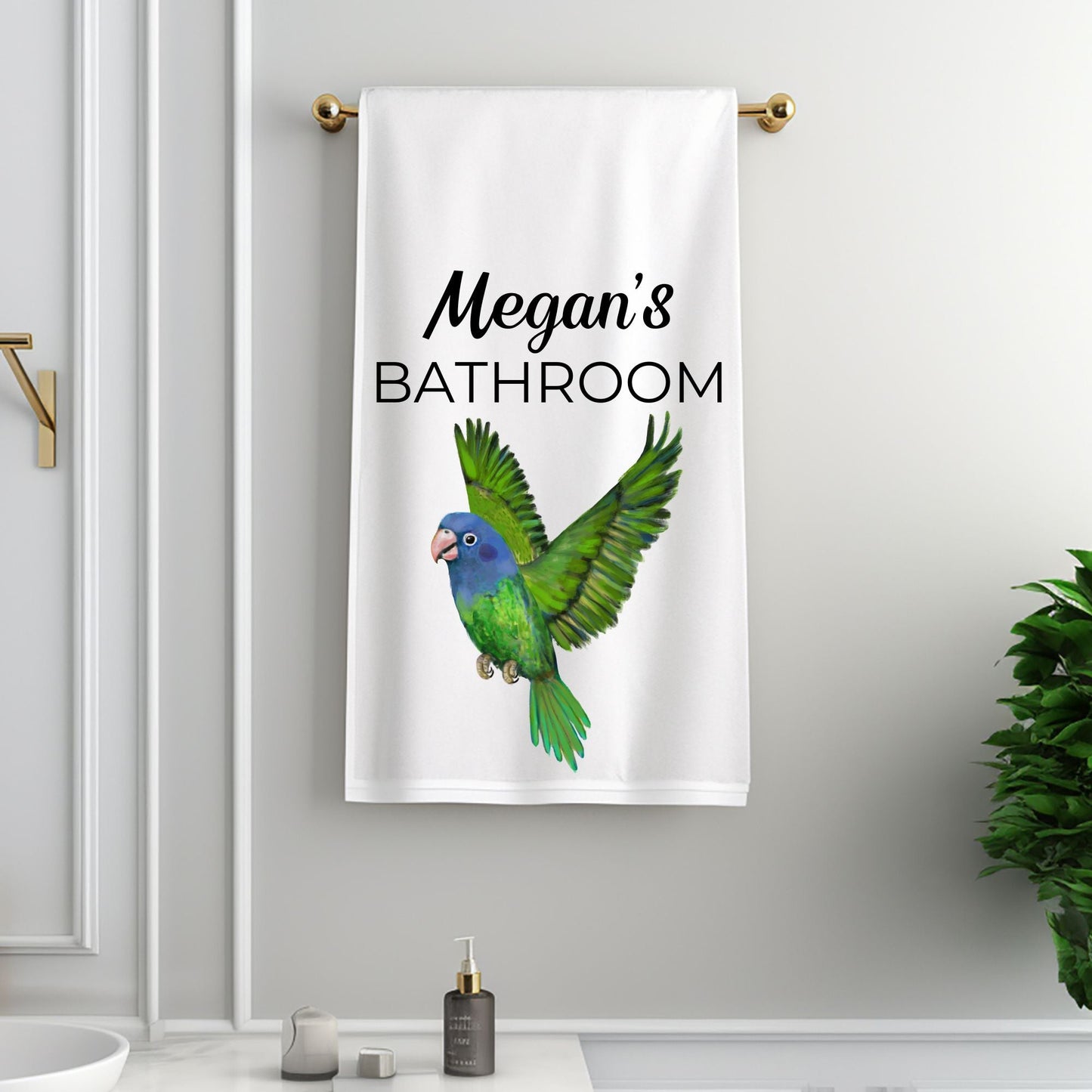Blue - Headed Parrot Bird Bathroom Towel - MerikaArt