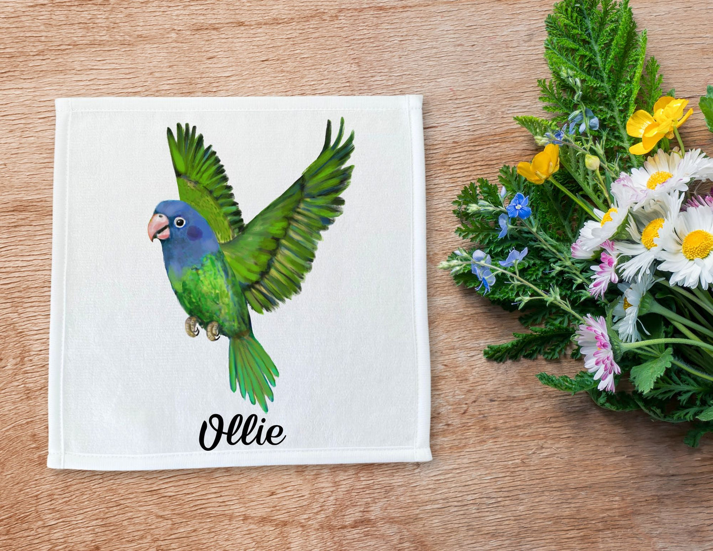 Blue - Headed Parrot Washcloth - MerikaArt