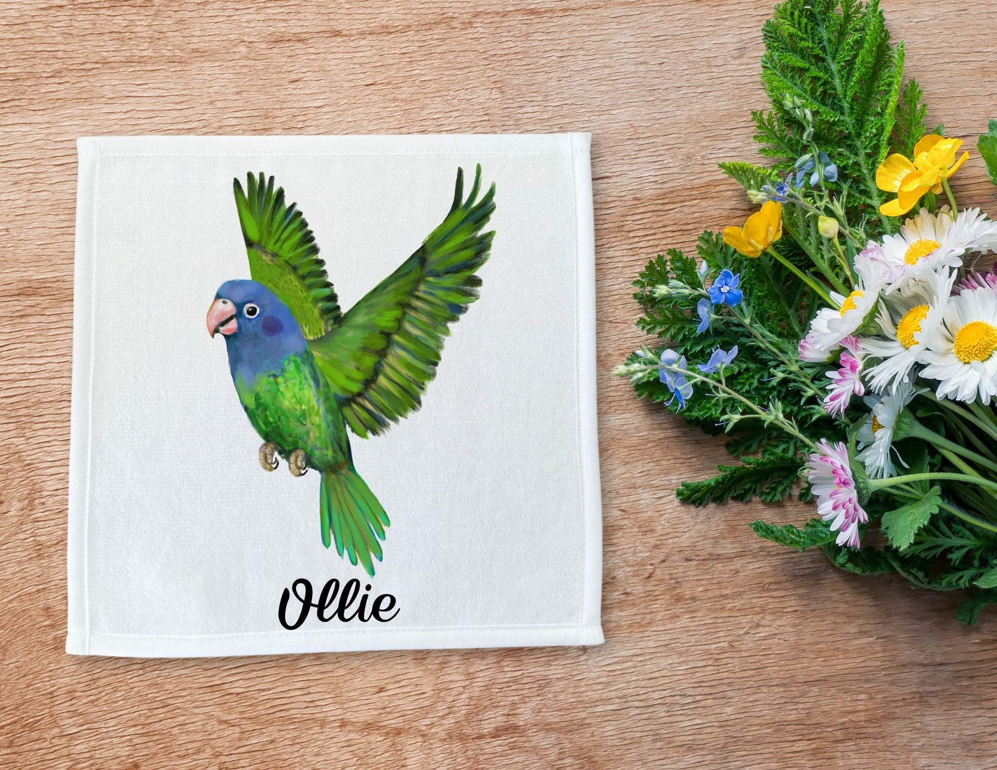 Blue - Headed Parrot Washcloth - MerikaArt