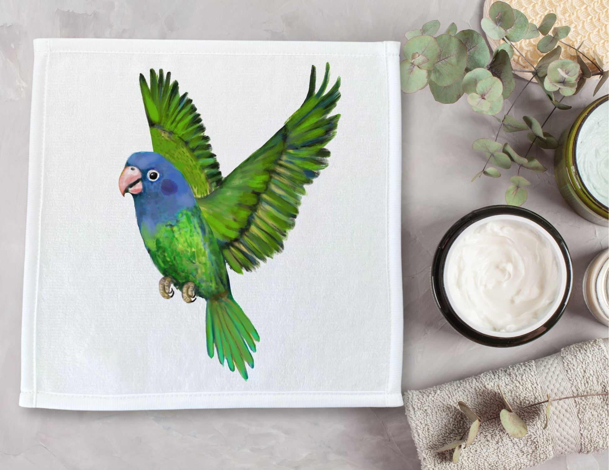 Blue - Headed Parrot Washcloth - MerikaArt