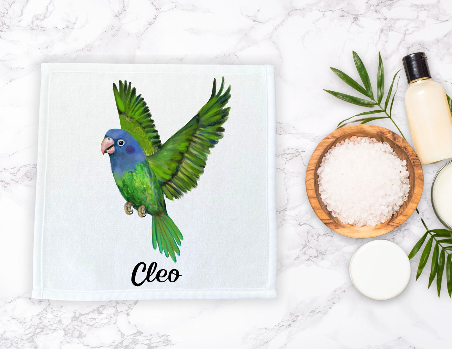Blue - Headed Parrot Washcloth - MerikaArt