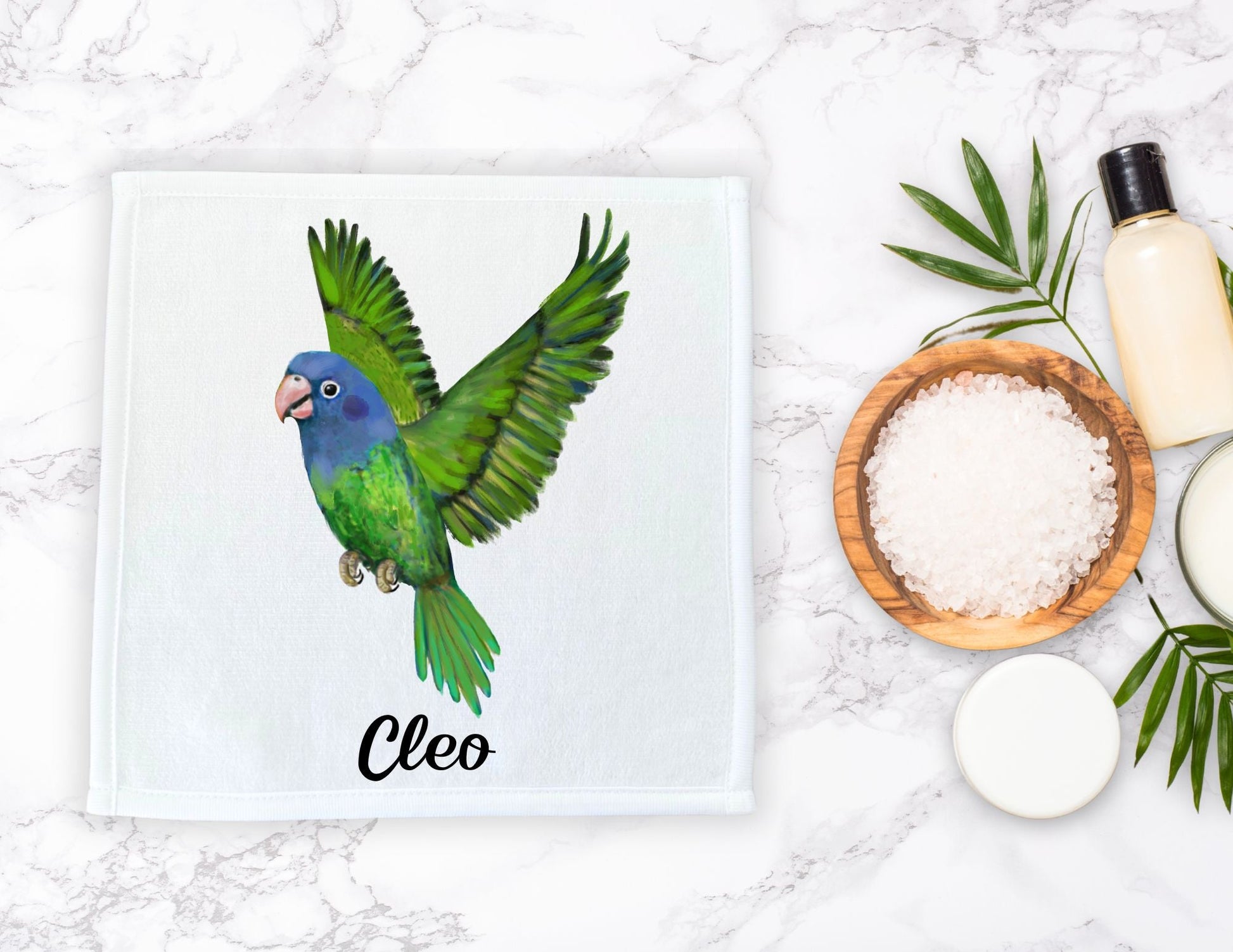 Blue - Headed Parrot Washcloth - MerikaArt