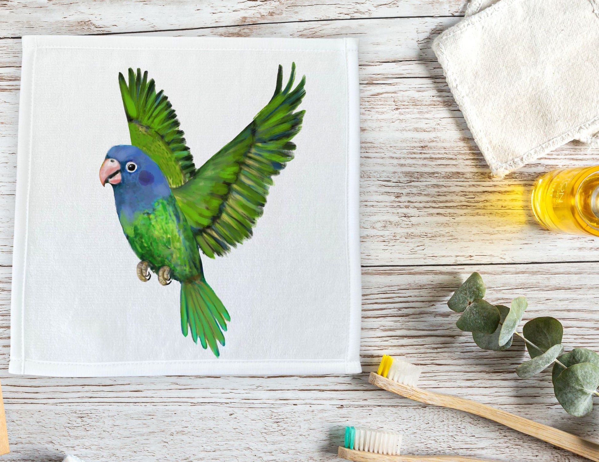 Blue - Headed Parrot Washcloth - MerikaArt