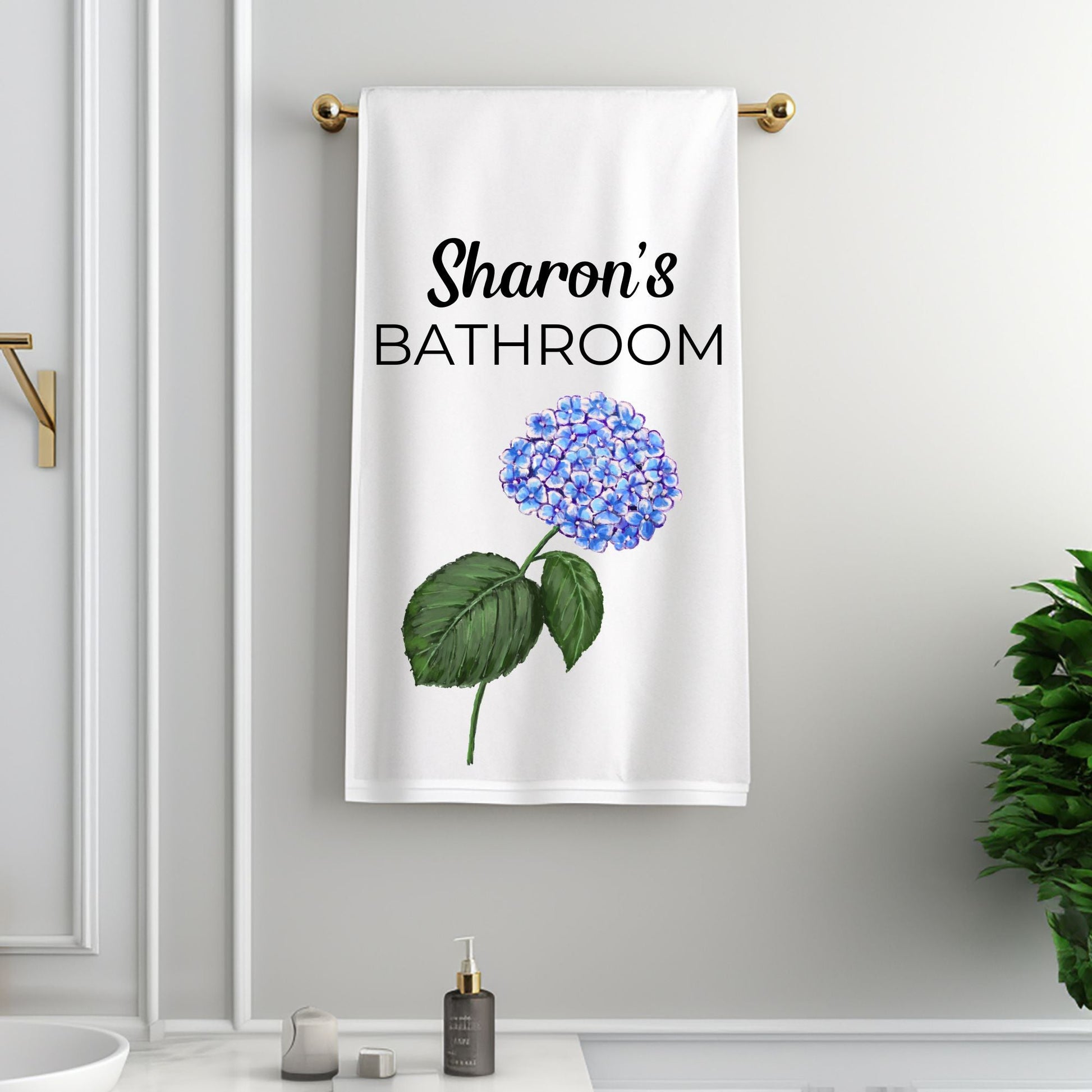 Blue Hydrangea Flower Bathroom Towel - MerikaArt