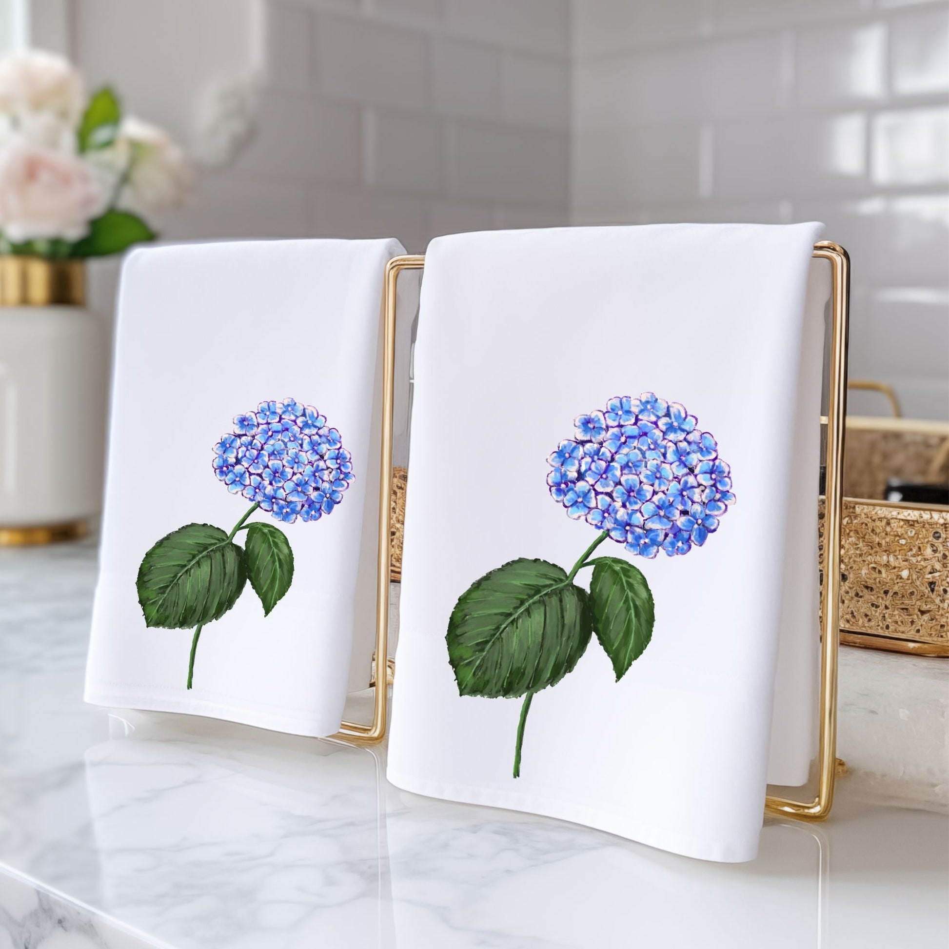 Blue Hydrangea Flower Bathroom Towel - MerikaArt