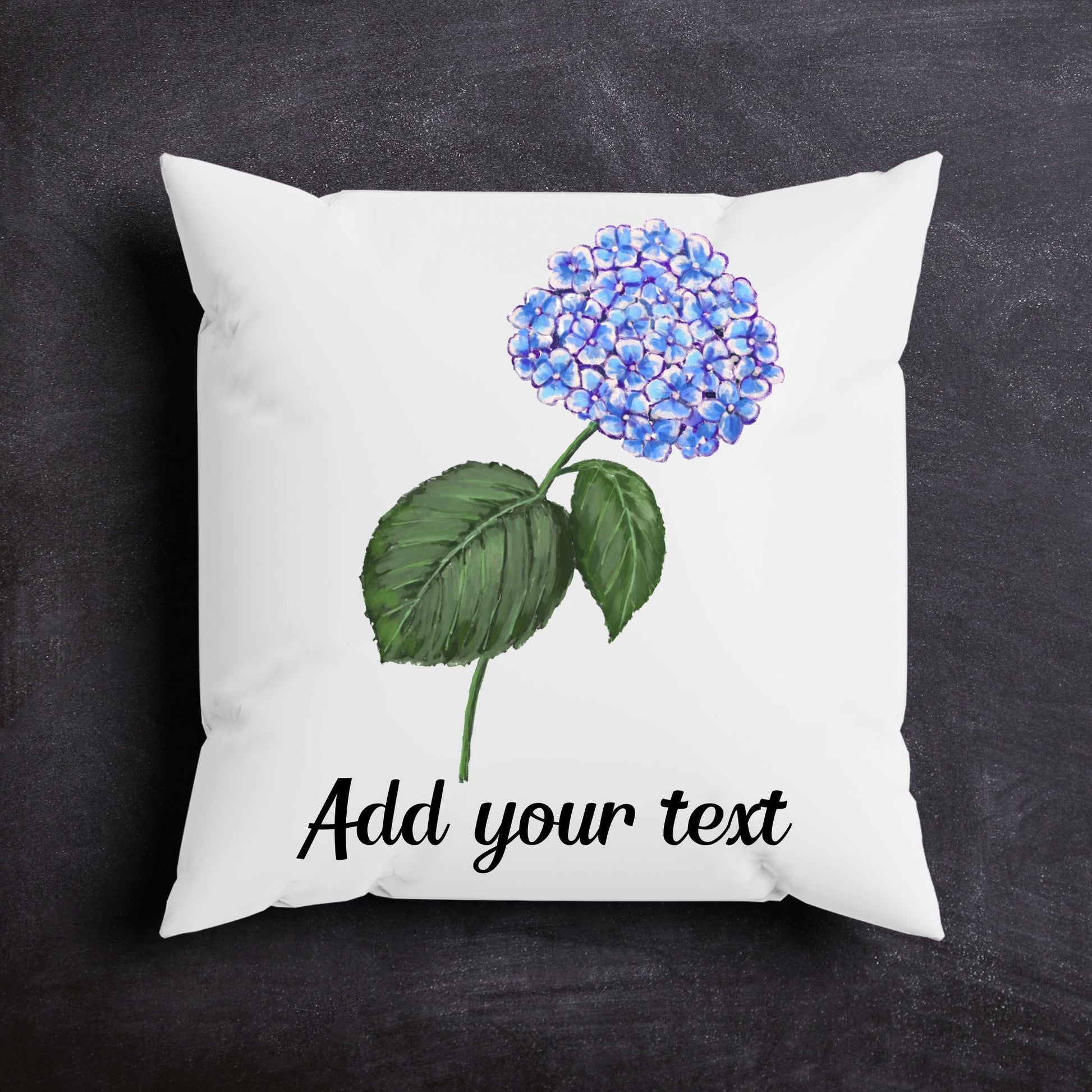 Blue Hydrangea Flower Pillow - MerikaArt