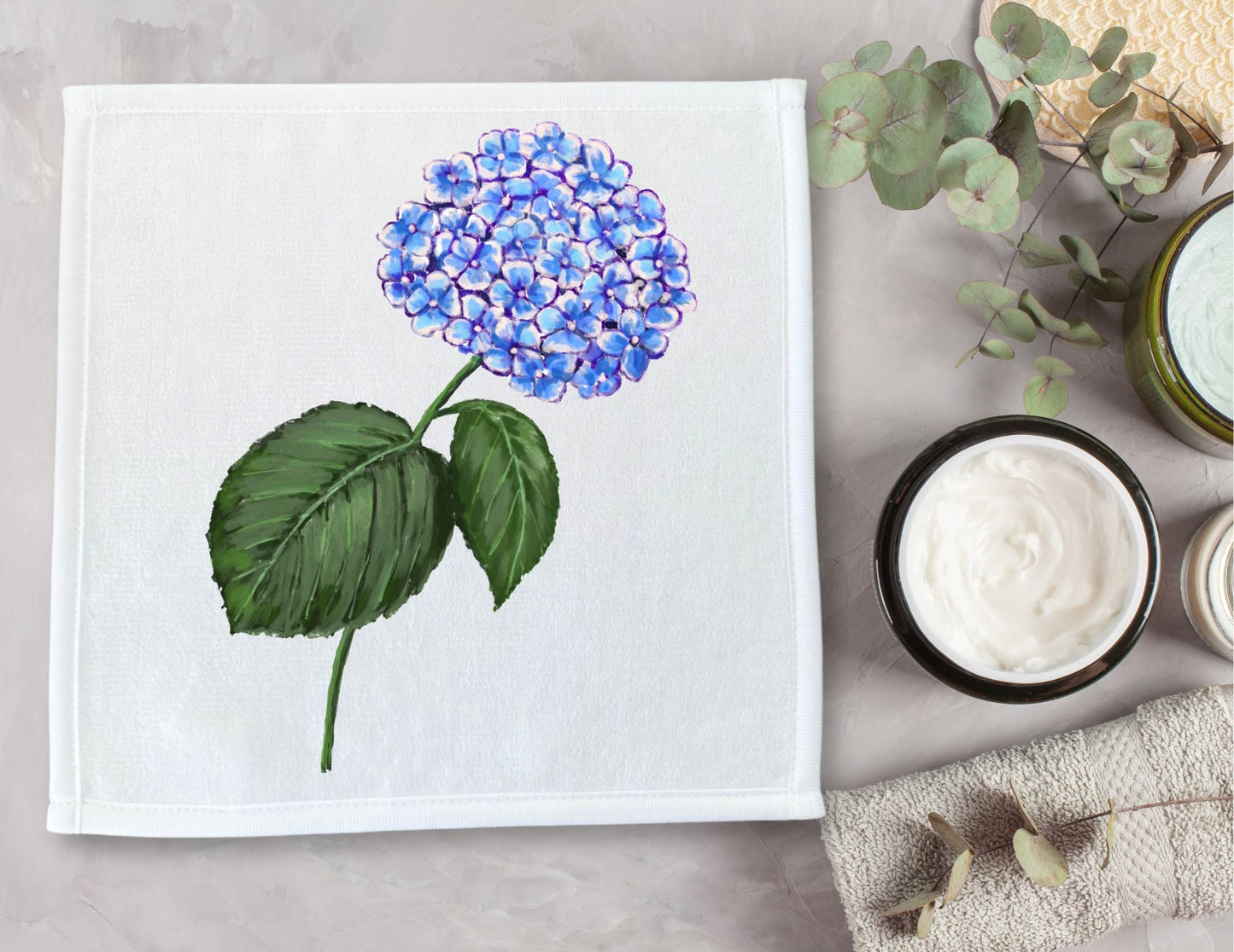 Blue Hydrangea Washcloth - MerikaArt