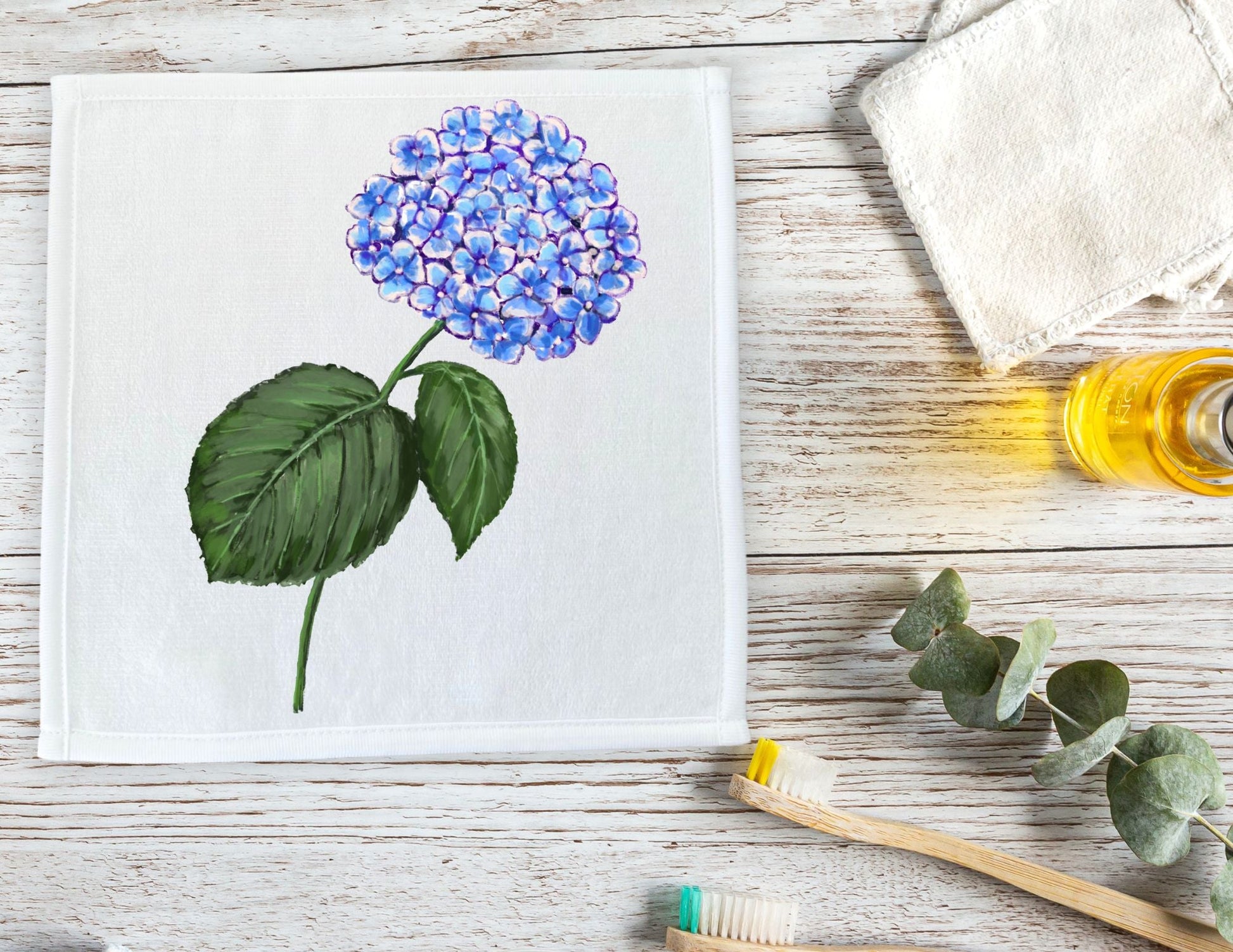 Blue Hydrangea Washcloth - MerikaArt