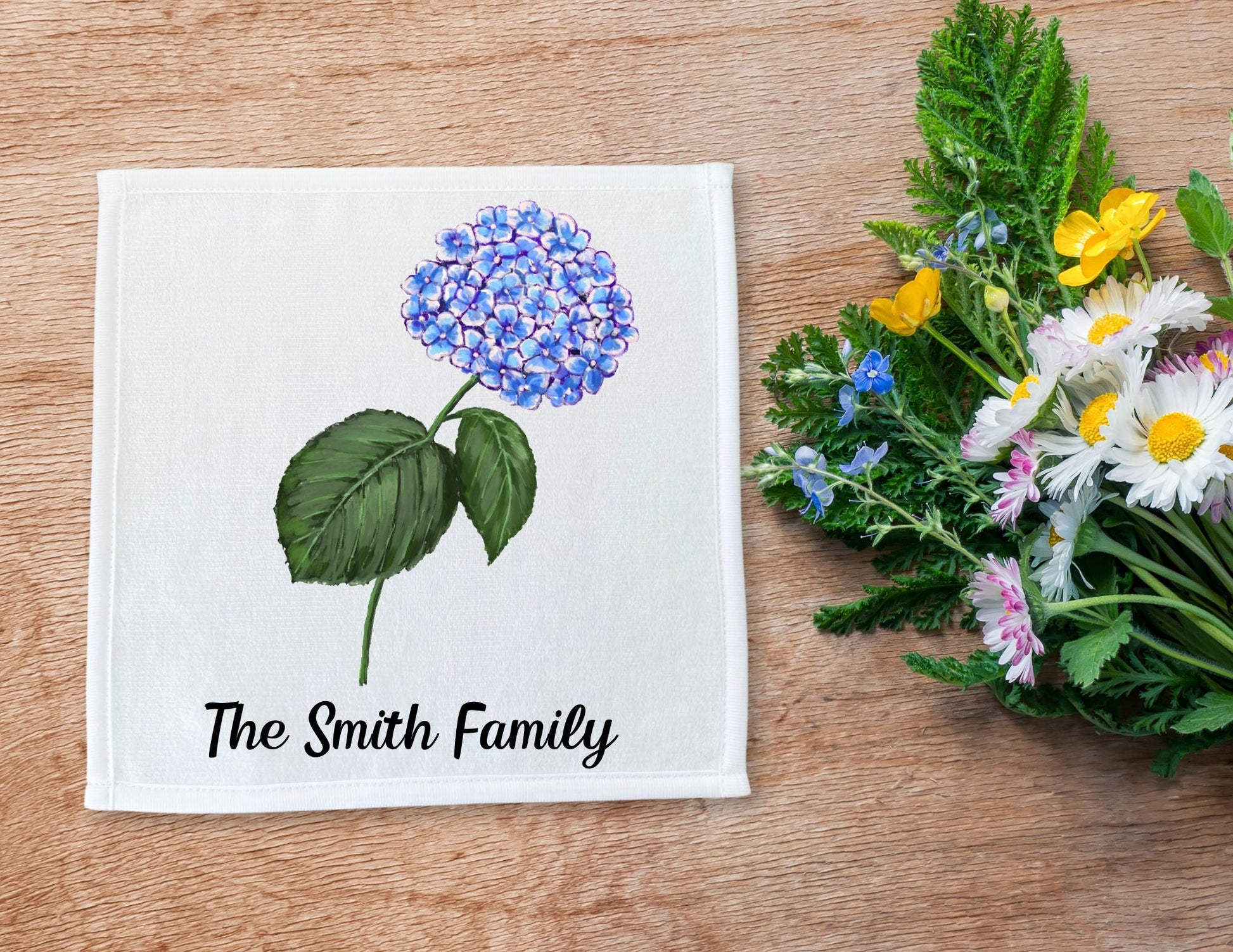 Blue Hydrangea Washcloth - MerikaArt