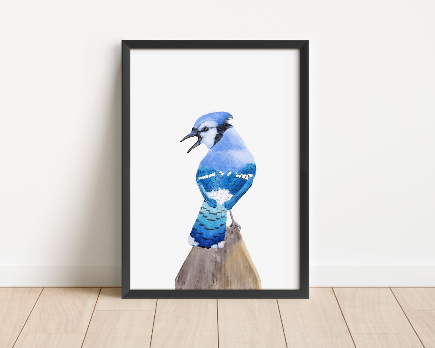 Blue Jay Art Print – Vibrant Bird Decor with Personality - MerikaArt