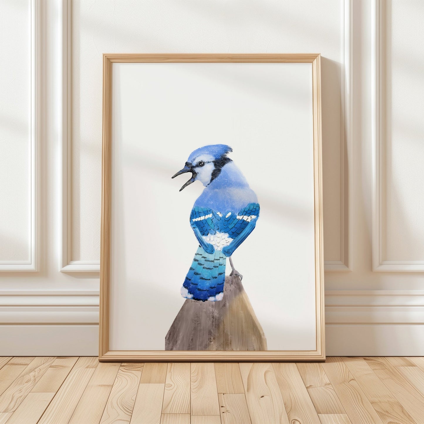 Blue Jay Art Print – Vibrant Bird Decor with Personality - MerikaArt
