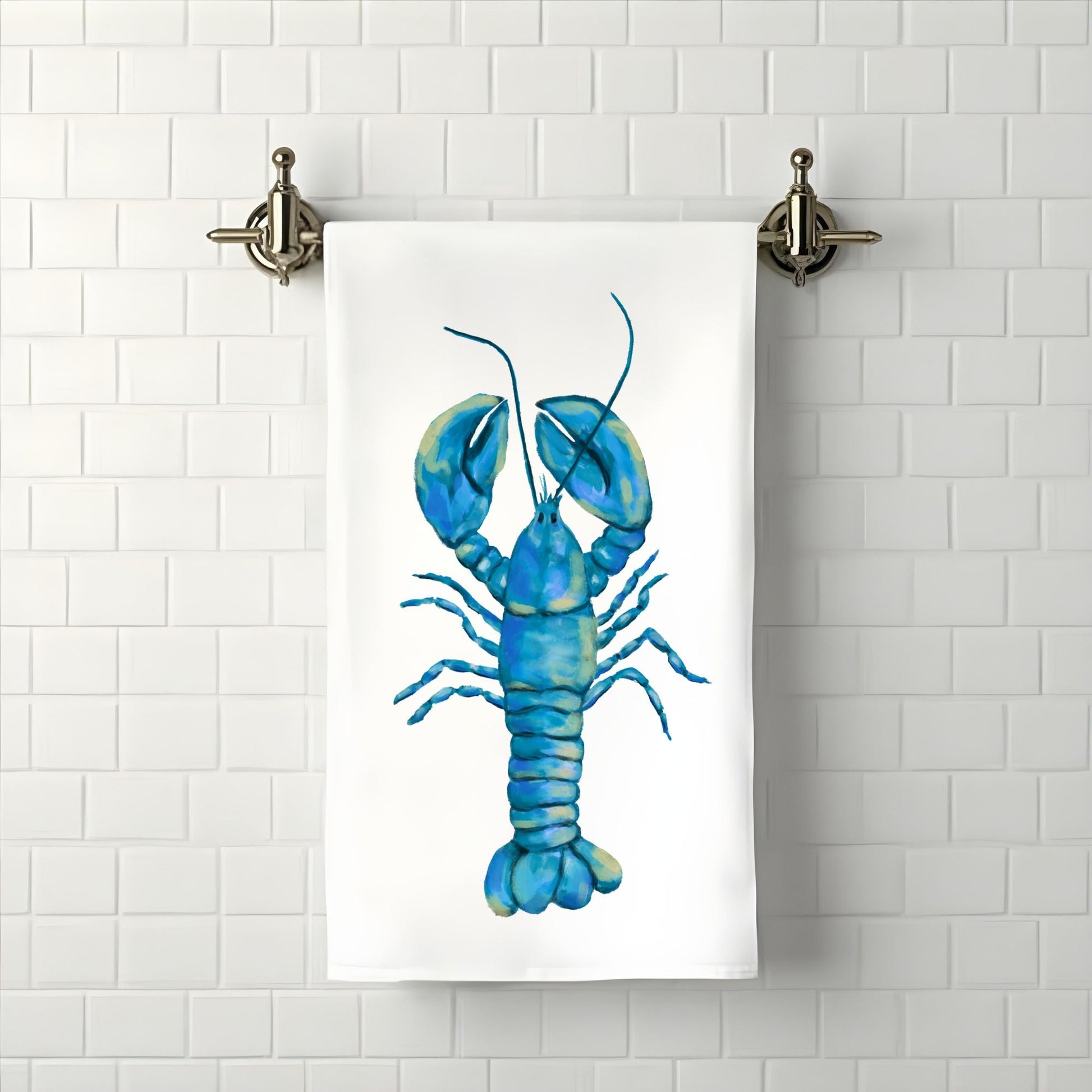 Blue Lobster Bathroom Towel - MerikaArt