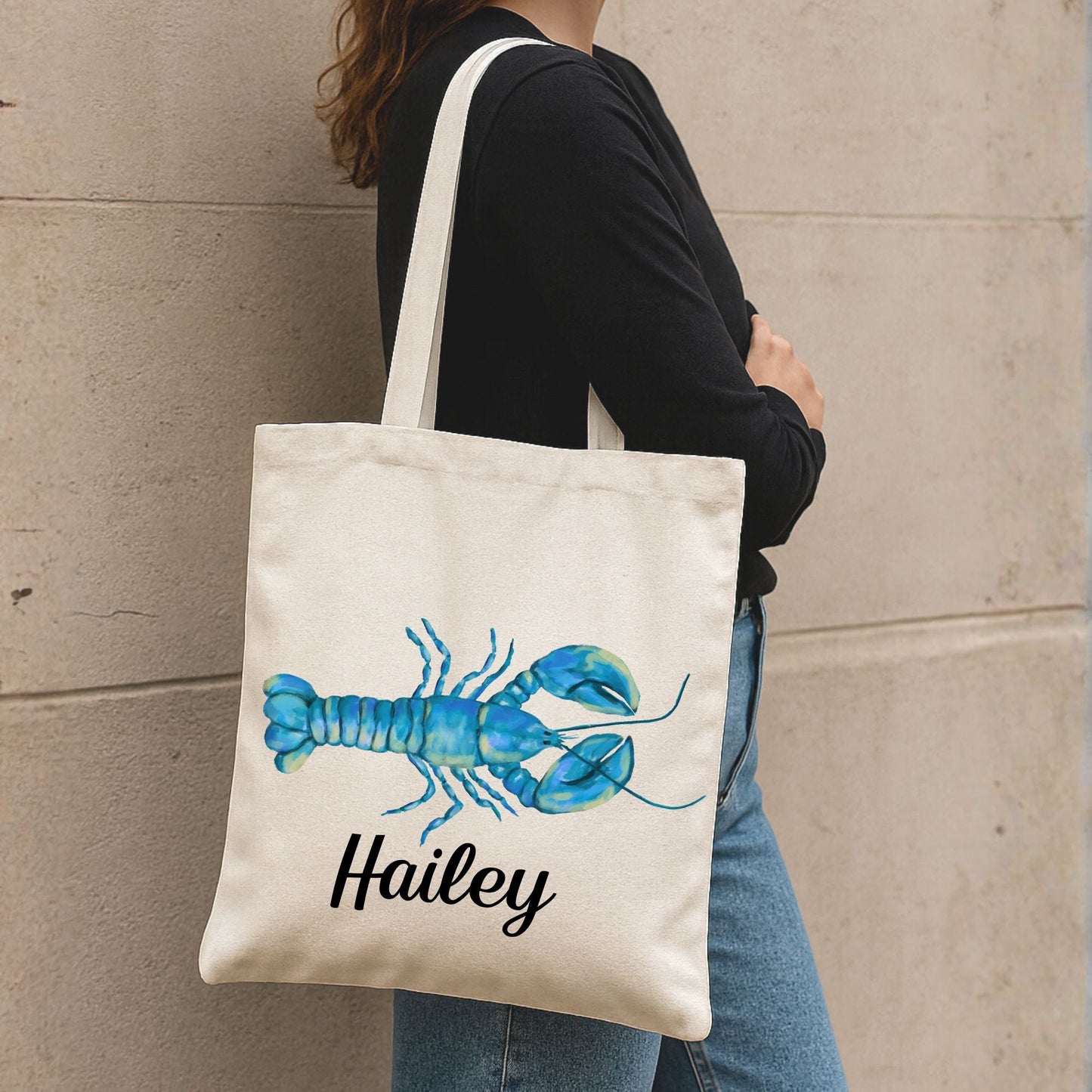 Blue Lobster Canvas Tote Bag - MerikaArt