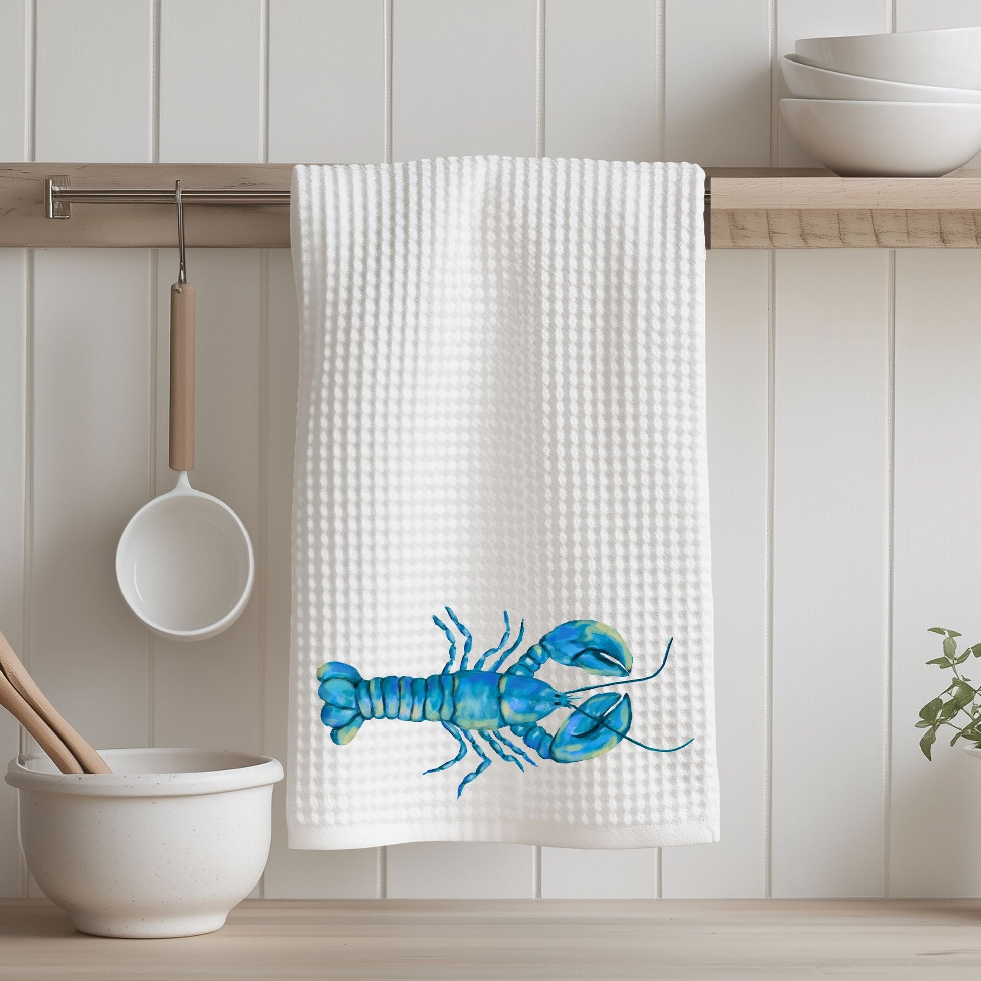 Blue Lobster Kitchen Towel - MerikaArt