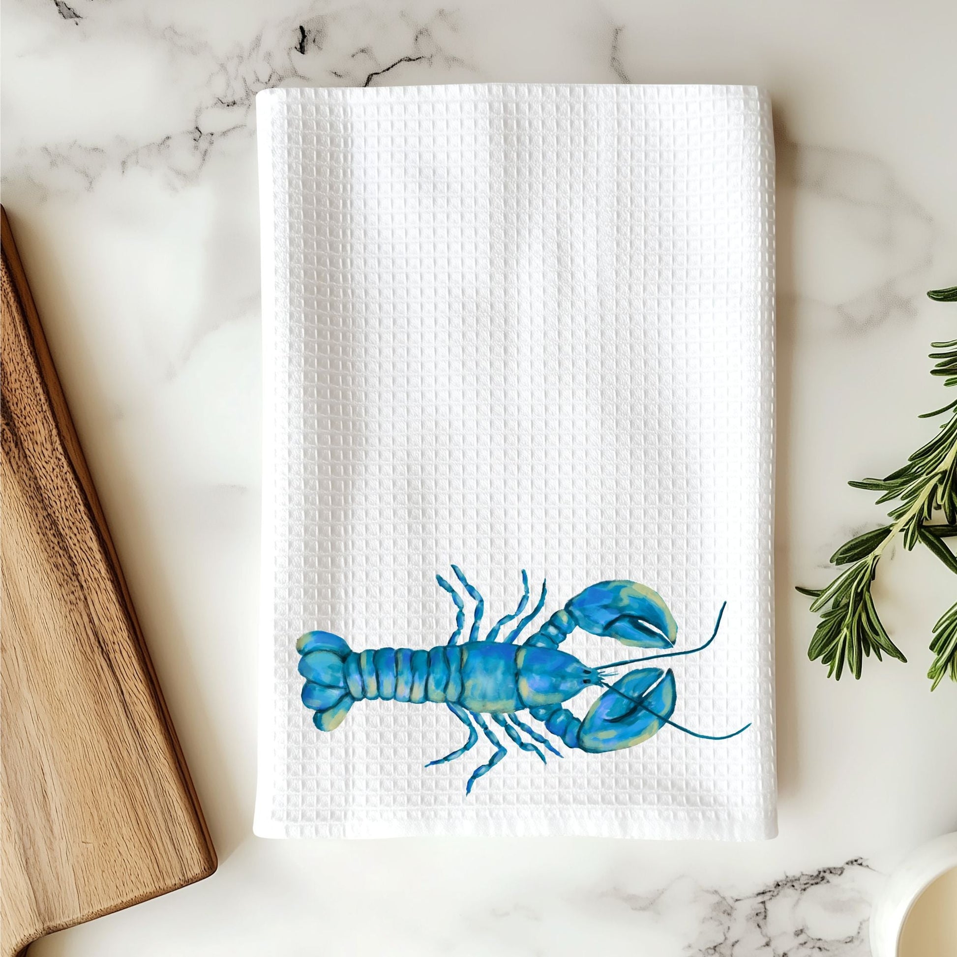 Blue Lobster Kitchen Towel - MerikaArt