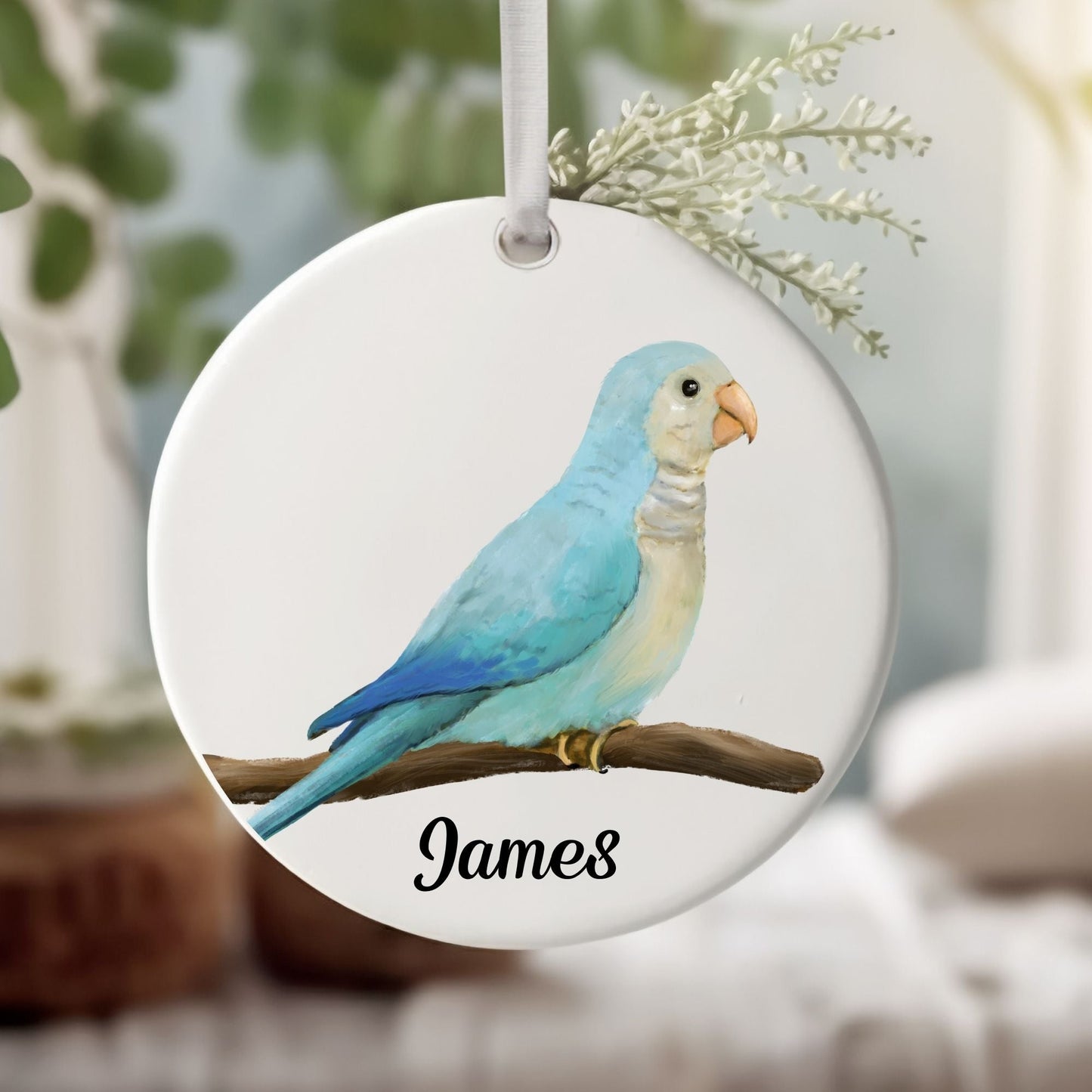 Blue Parrot Ceramic Ornament - MerikaArt