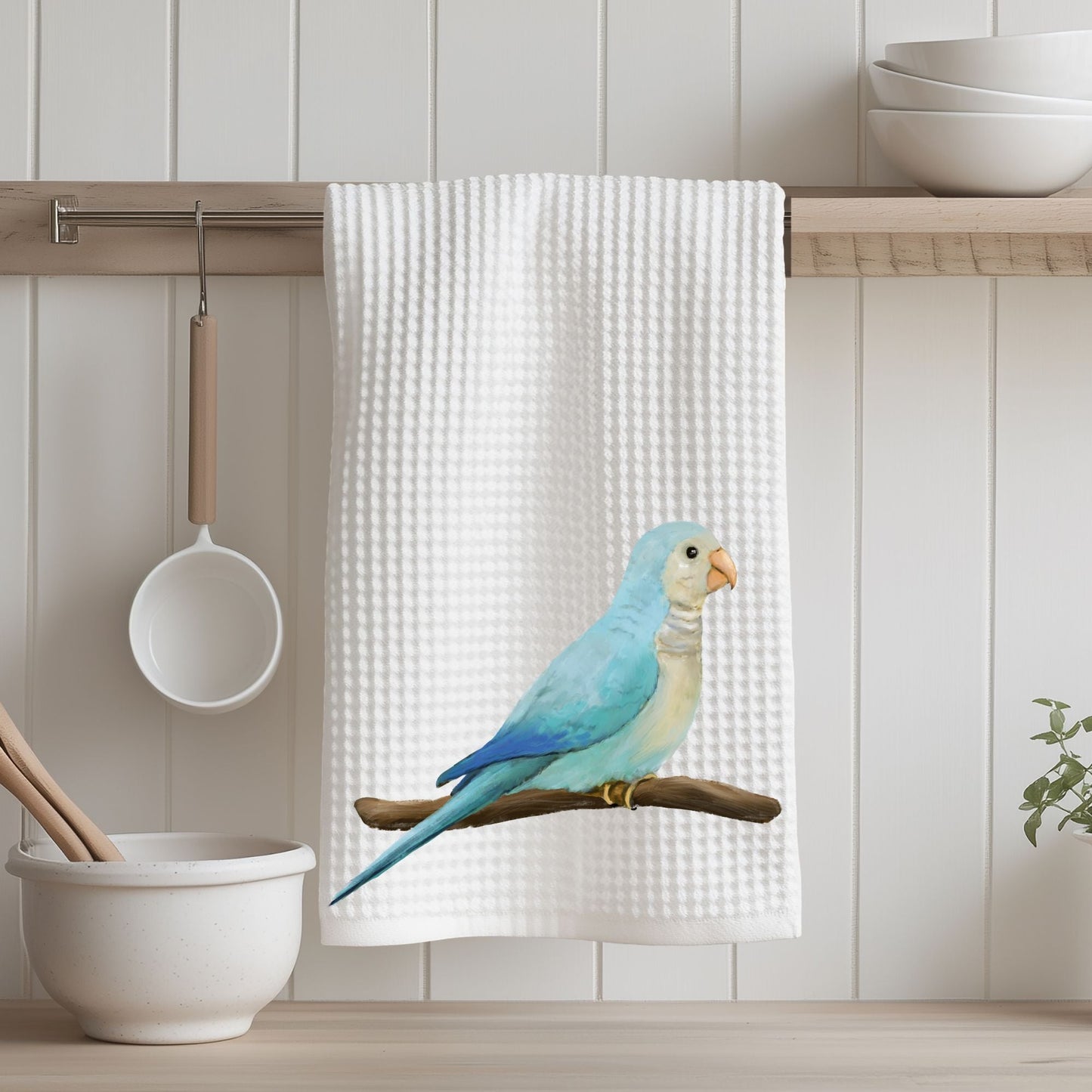 Blue Parrotlet Kitchen Towel - MerikaArt