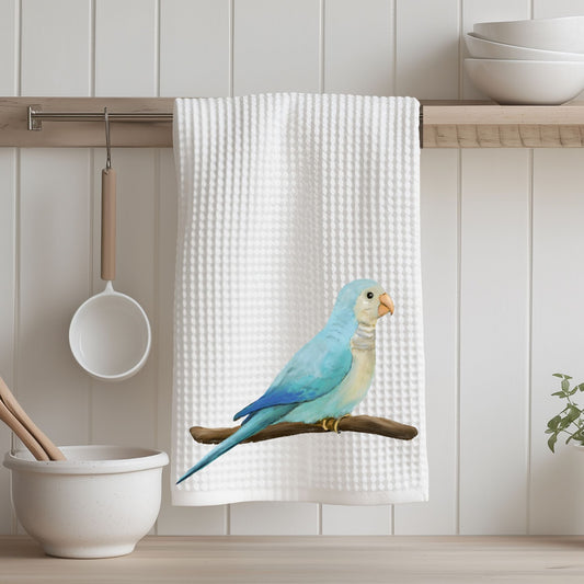 Blue Parrotlet Kitchen Towel - MerikaArt