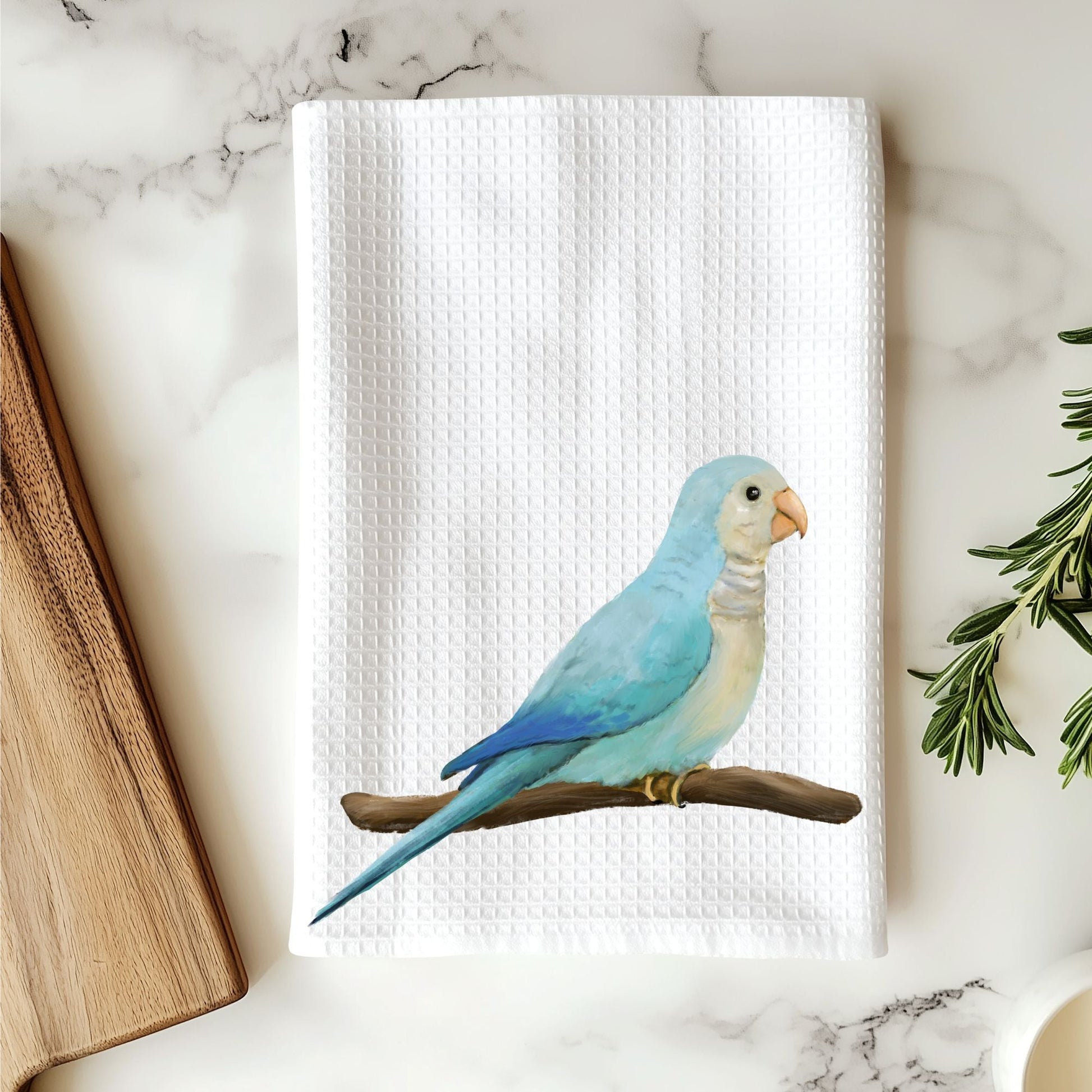 Blue Parrotlet Kitchen Towel - MerikaArt