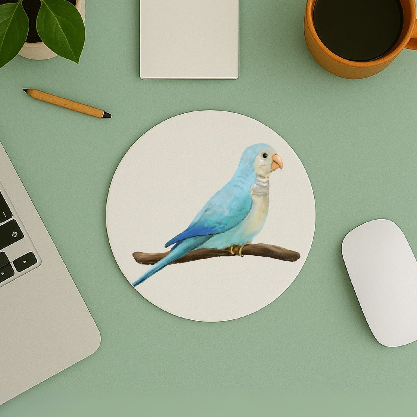 Blue Parrotlet Mousepad - MerikaArt