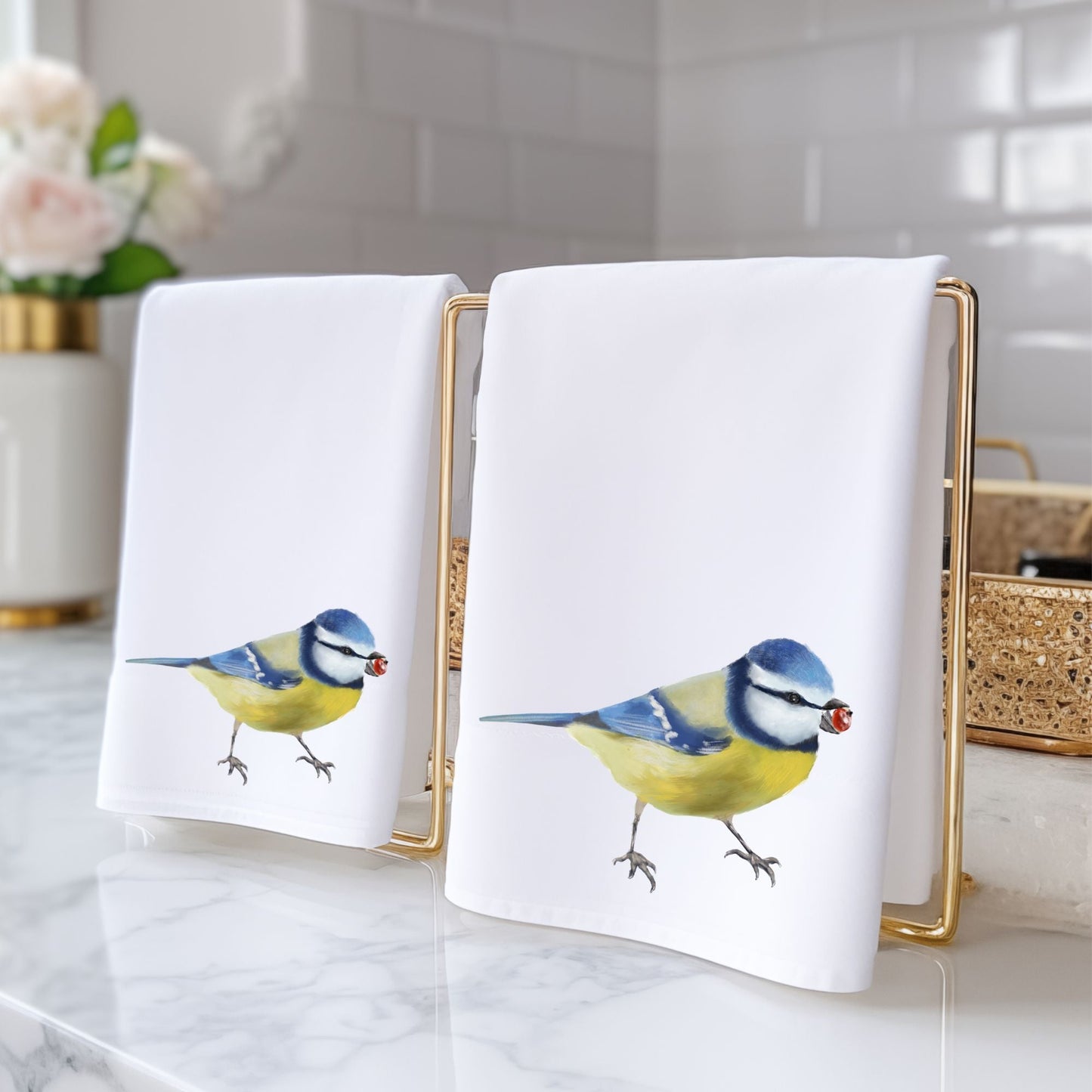 Blue Tit Bathroom Towel - MerikaArt