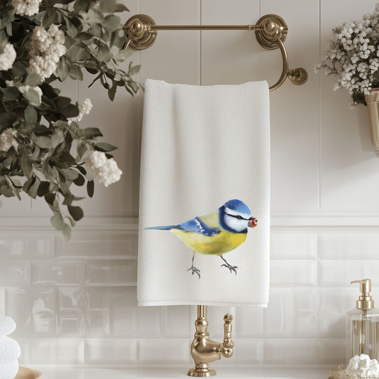 Blue Tit Bathroom Towel - MerikaArt