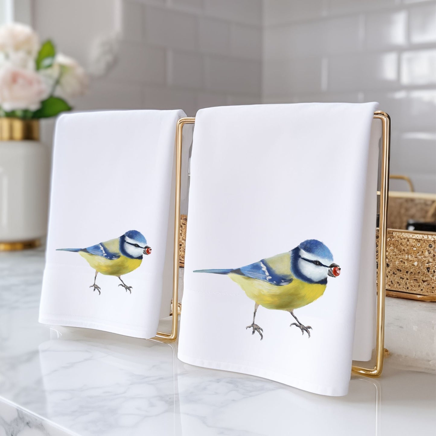 Blue Tit Bathroom Towel - MerikaArt