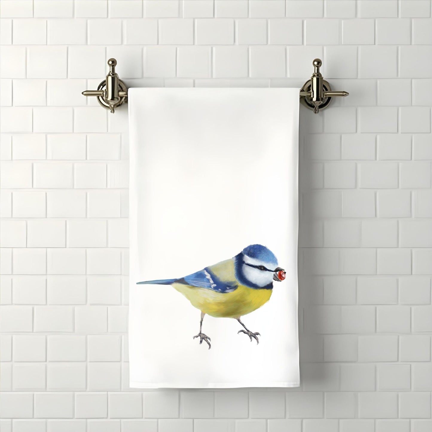Blue Tit Bathroom Towel - MerikaArt