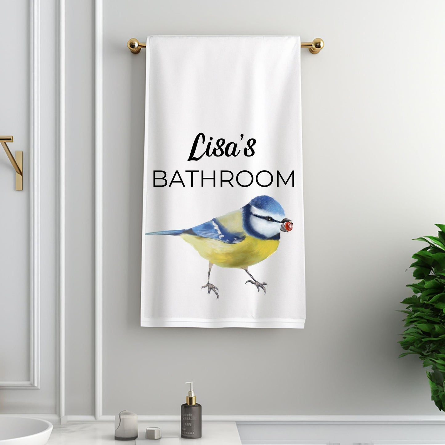 Blue Tit Bathroom Towel - MerikaArt