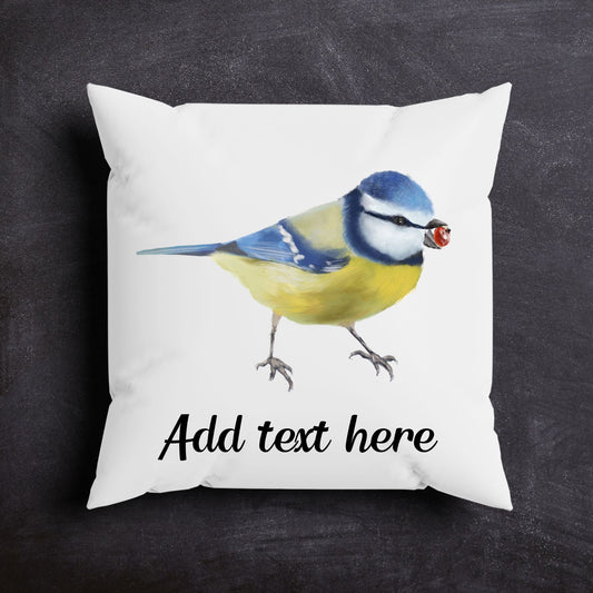 Blue Tit Bird Pillow - MerikaArt