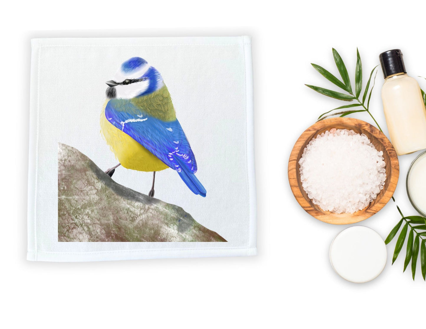 Blue Tit Bird Washcloth - MerikaArt